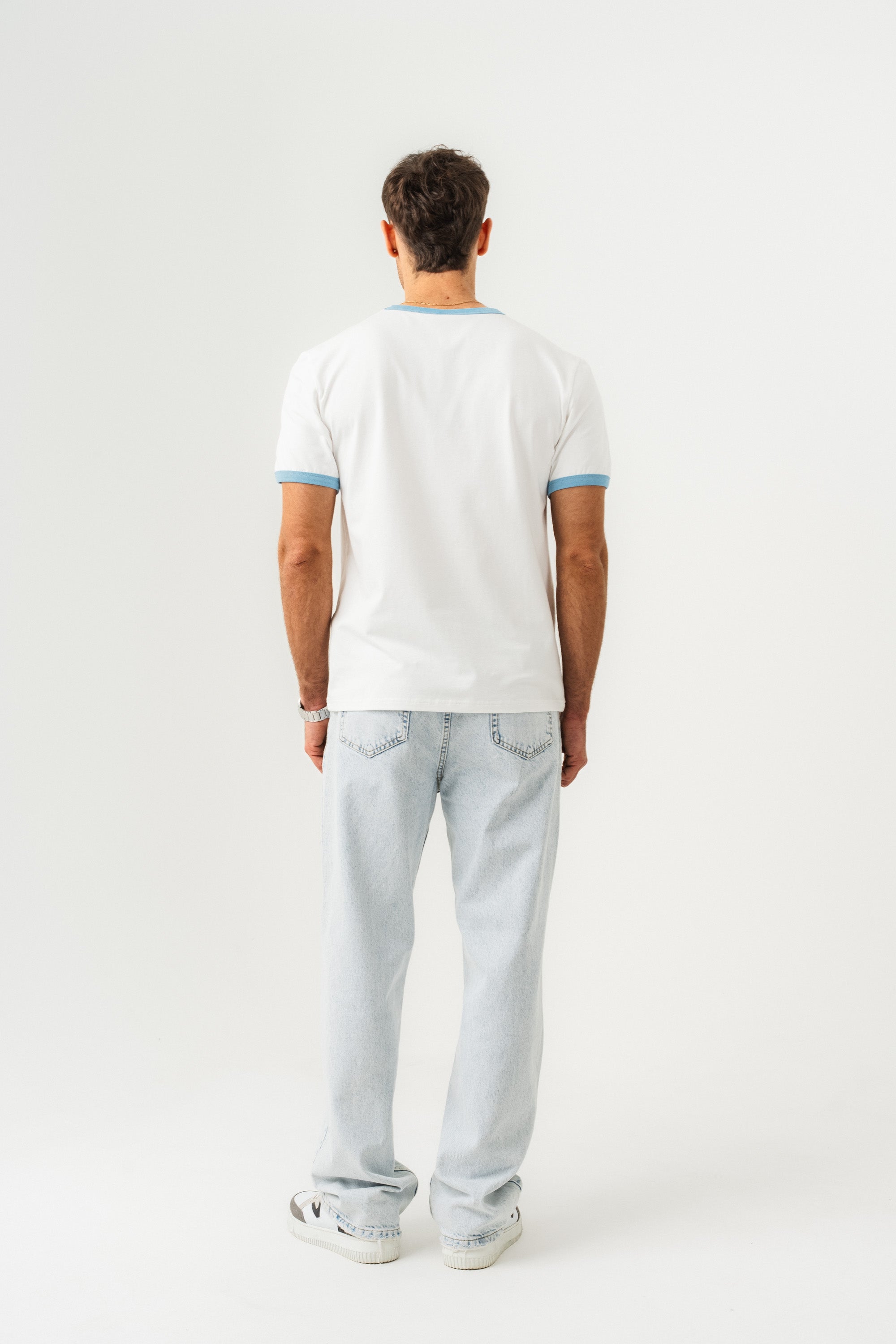 UNISEX YAKA KOL YIKAMA DETAYLI REGULAR FIT BASIC TİŞÖRT-5