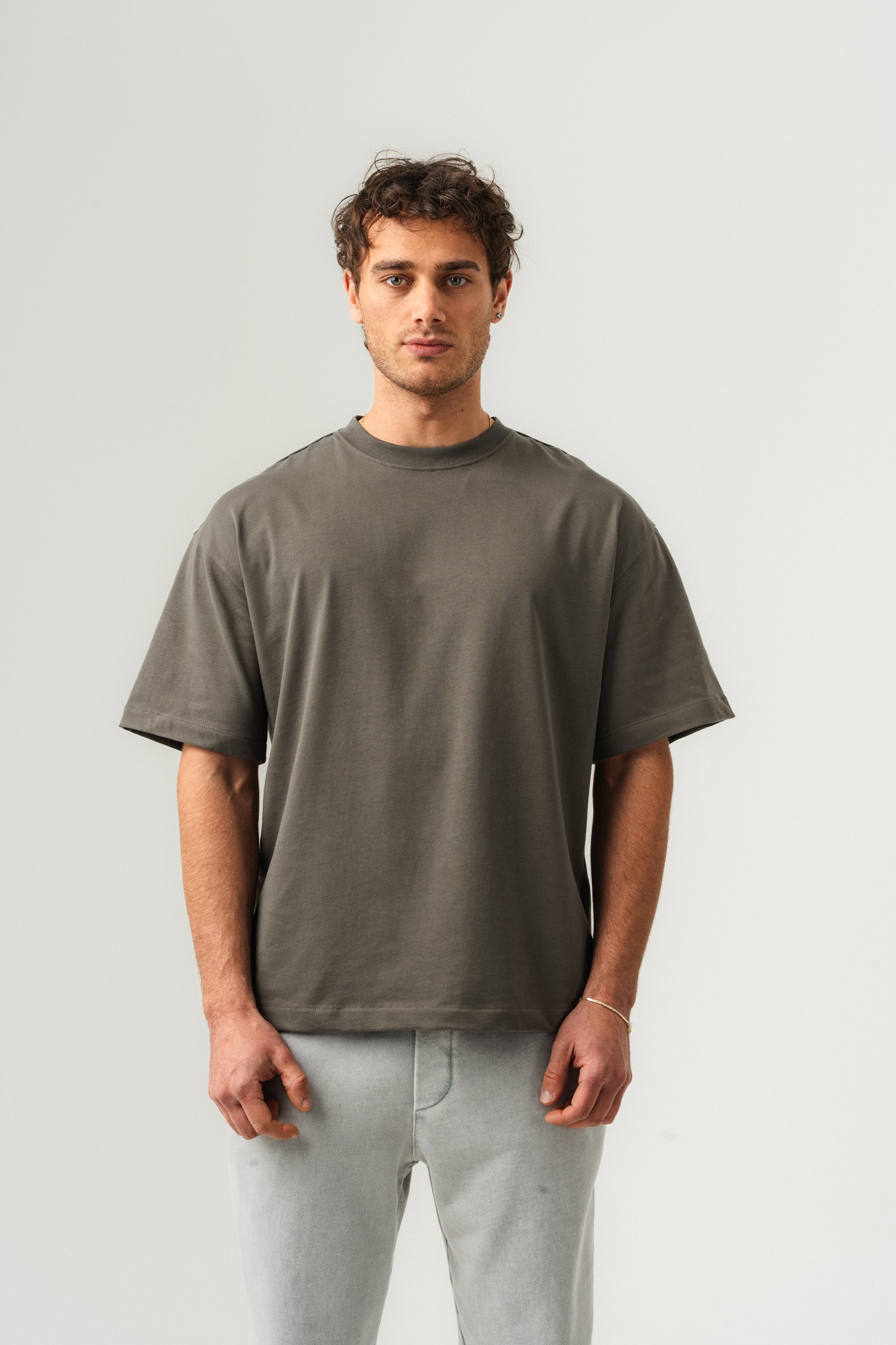 BORZ Oversize Kalıp Basic T-shirt - Haki