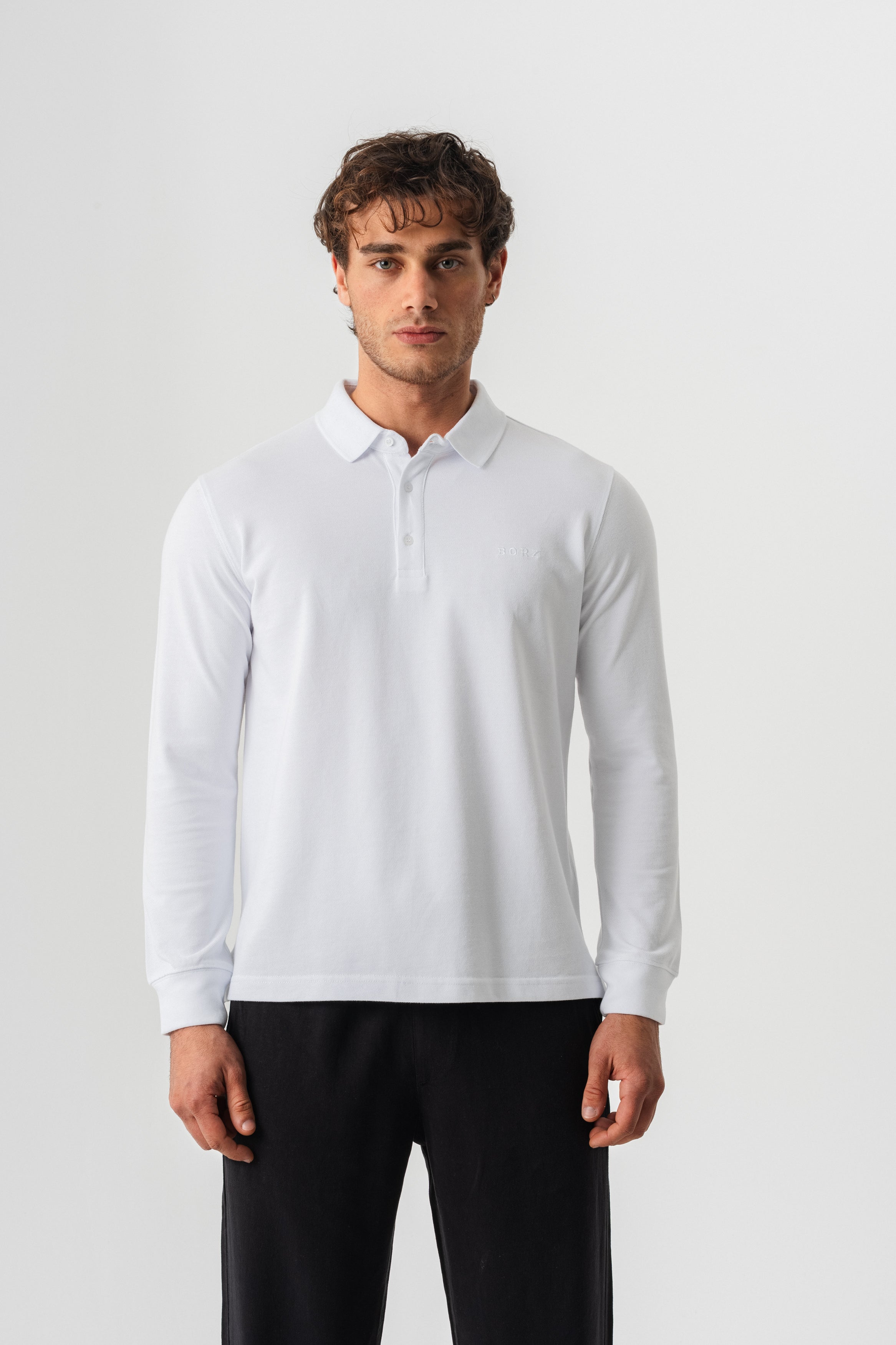 Borz Nakış Detaylı Slim-Fit Polo Yaka T-shirt - Beyaz-2