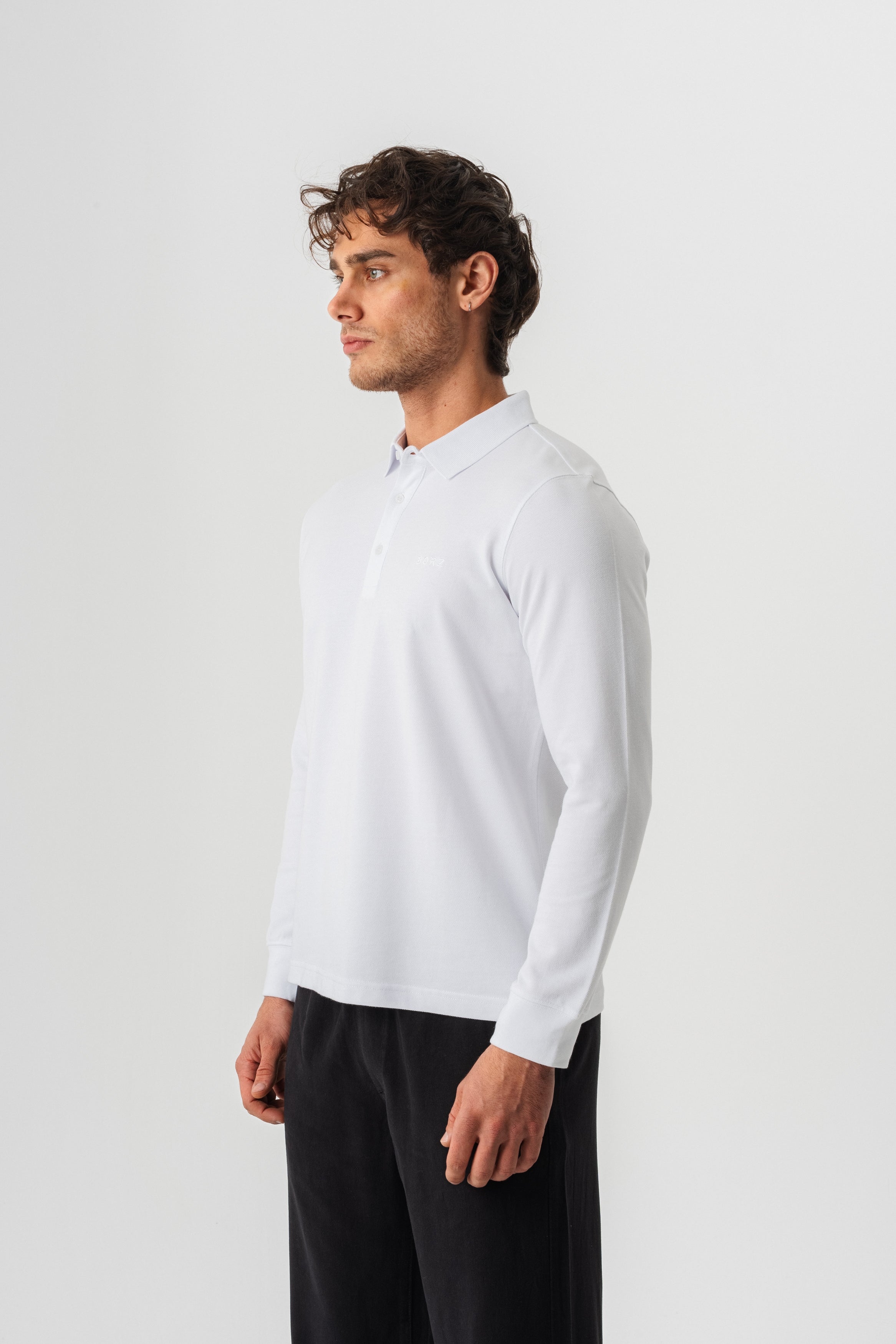 Borz Nakış Detaylı Slim-Fit Polo Yaka T-shirt - Beyaz-3