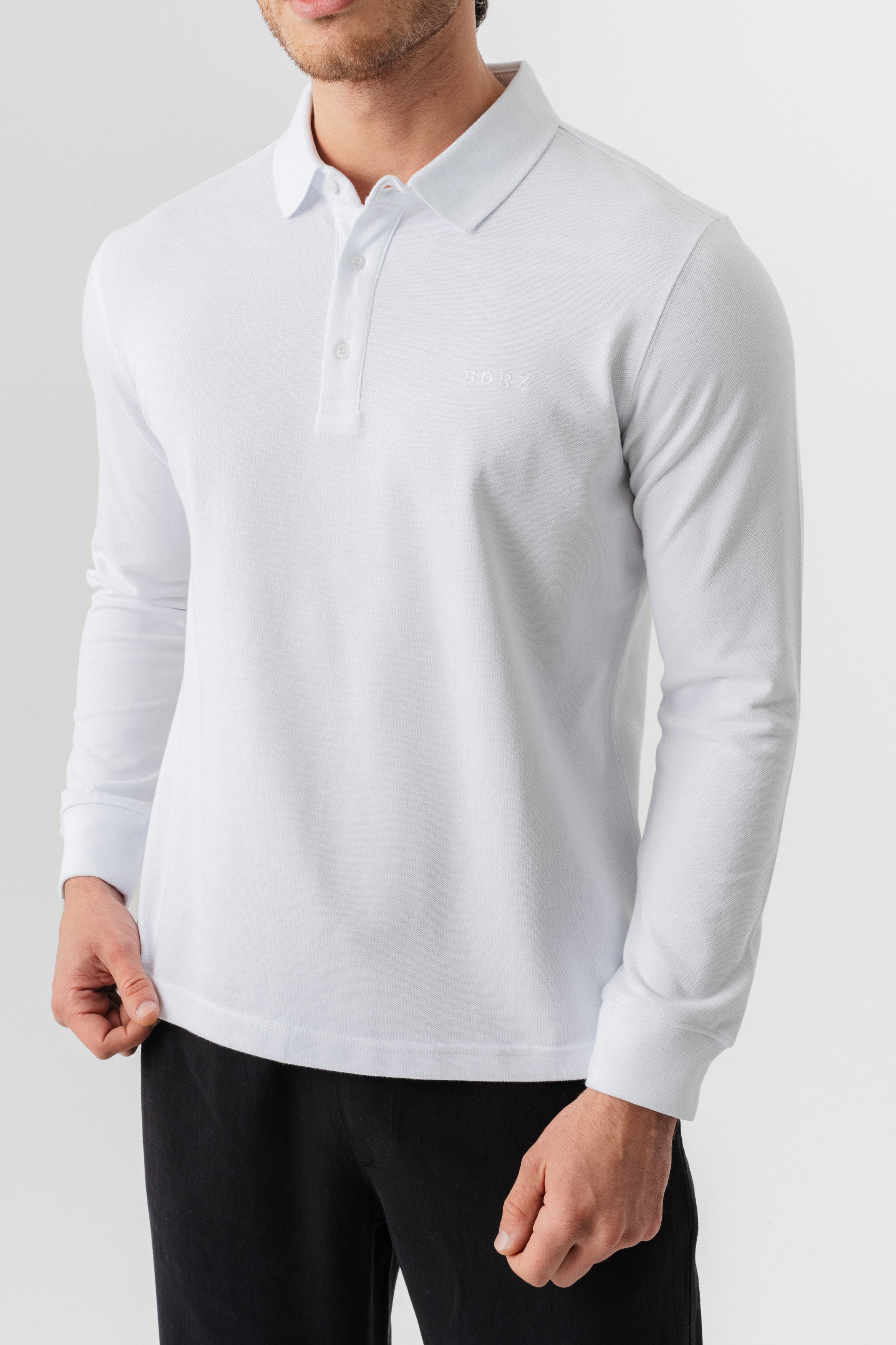 Borz Nakış Detaylı Slim-Fit Polo Yaka T-shirt - Beyaz-9