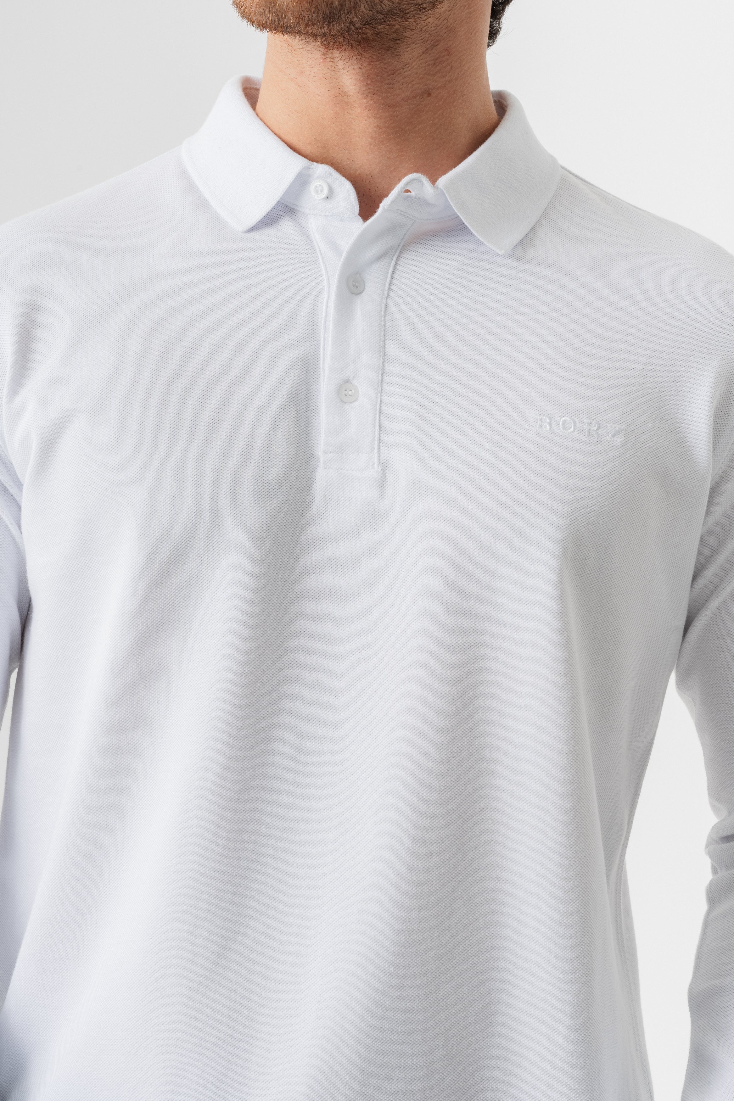 Borz Nakış Detaylı Slim-Fit Polo Yaka T-shirt - Beyaz-10
