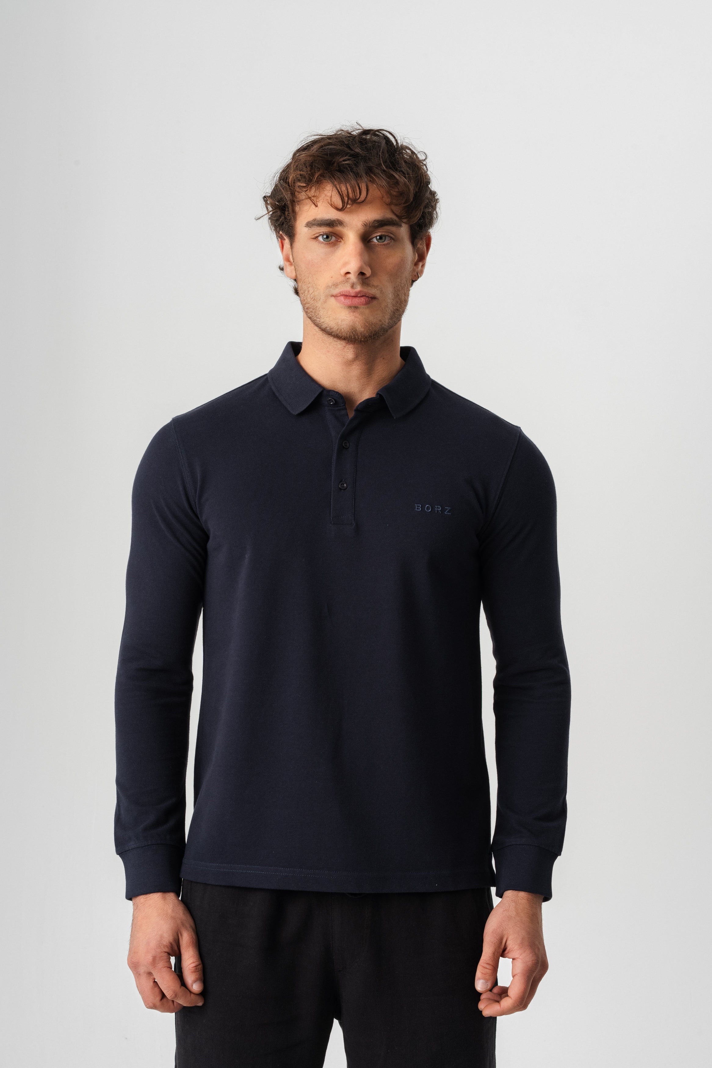 Borz Nakış Detaylı Slim-Fit Polo Yaka T-shirt - Lacivert-2