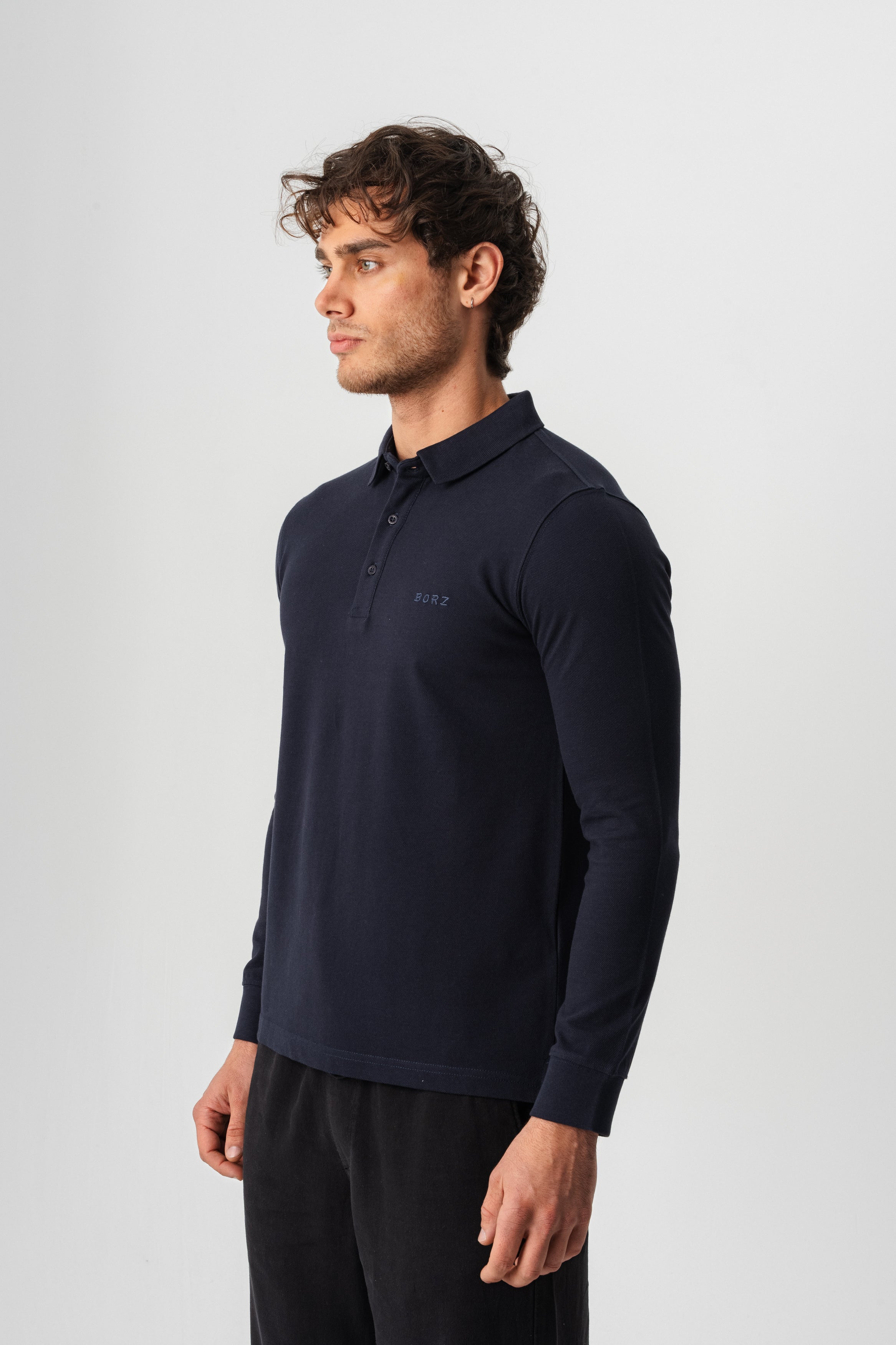 Borz Nakış Detaylı Slim-Fit Polo Yaka T-shirt - Lacivert-3