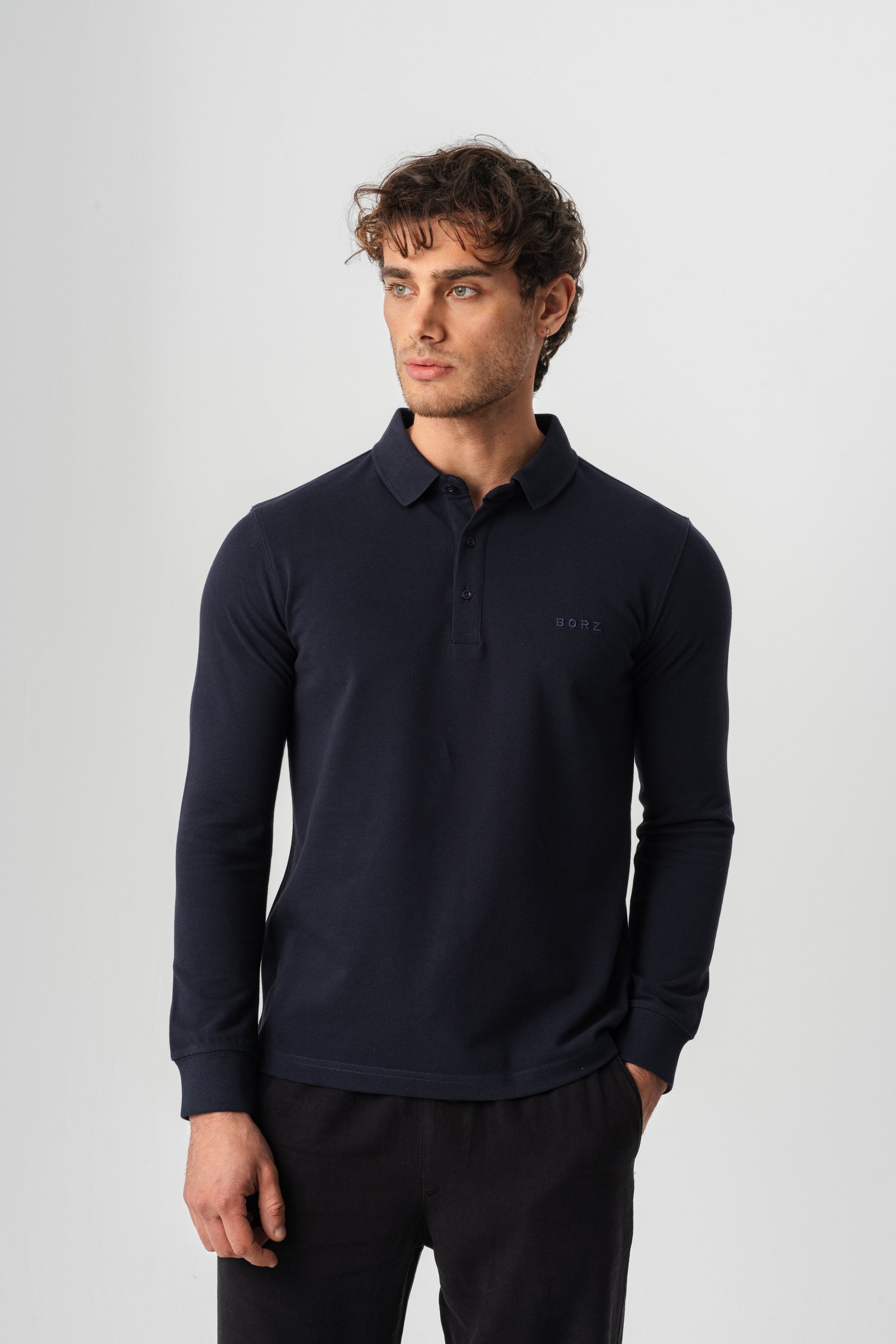 Borz Nakış Detaylı Slim-Fit Polo Yaka T-shirt - Lacivert-6