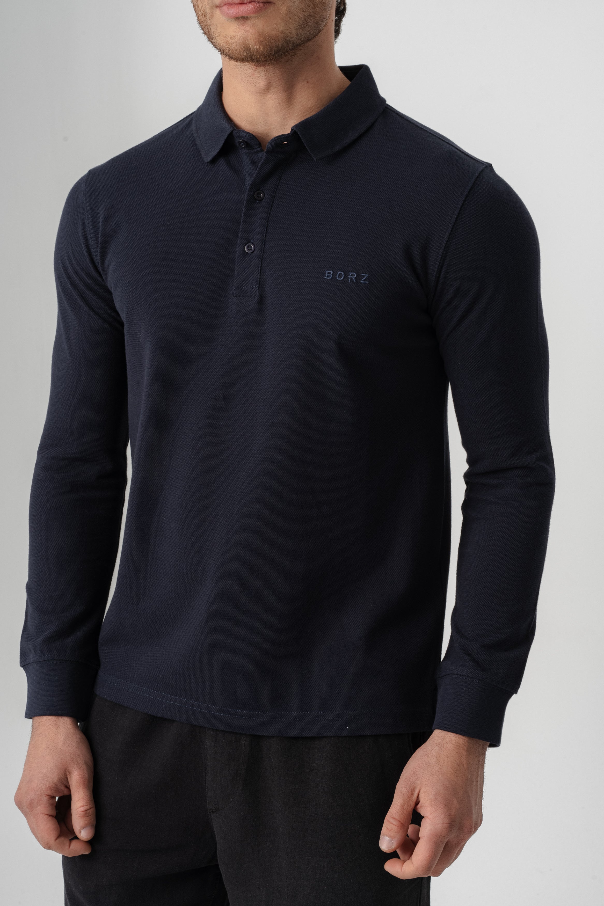Borz Nakış Detaylı Slim-Fit Polo Yaka T-shirt - Lacivert-8