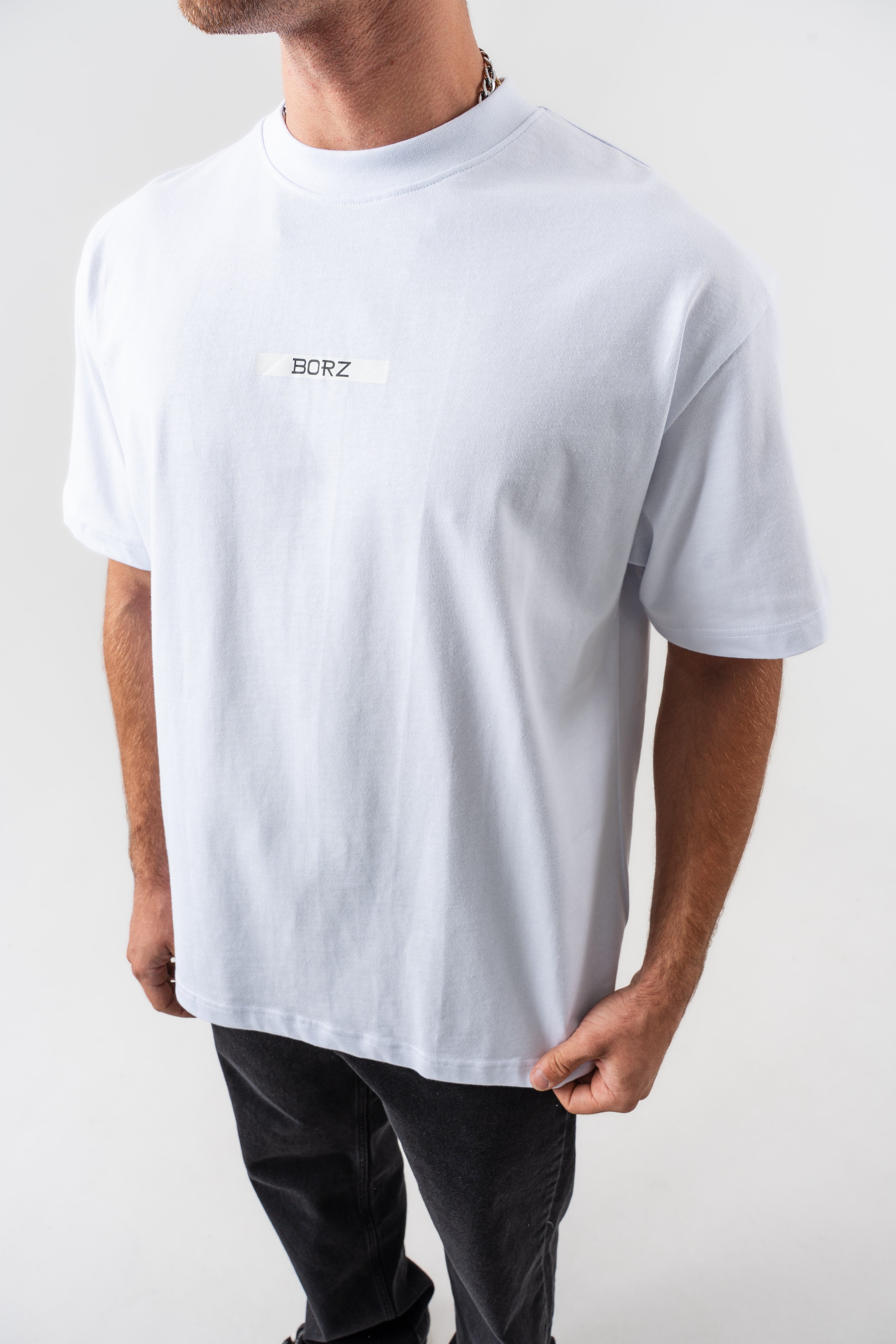 BORZ Renaissance Sırt Baskılı Oversize Kalıp T-shirt - Beyaz-6