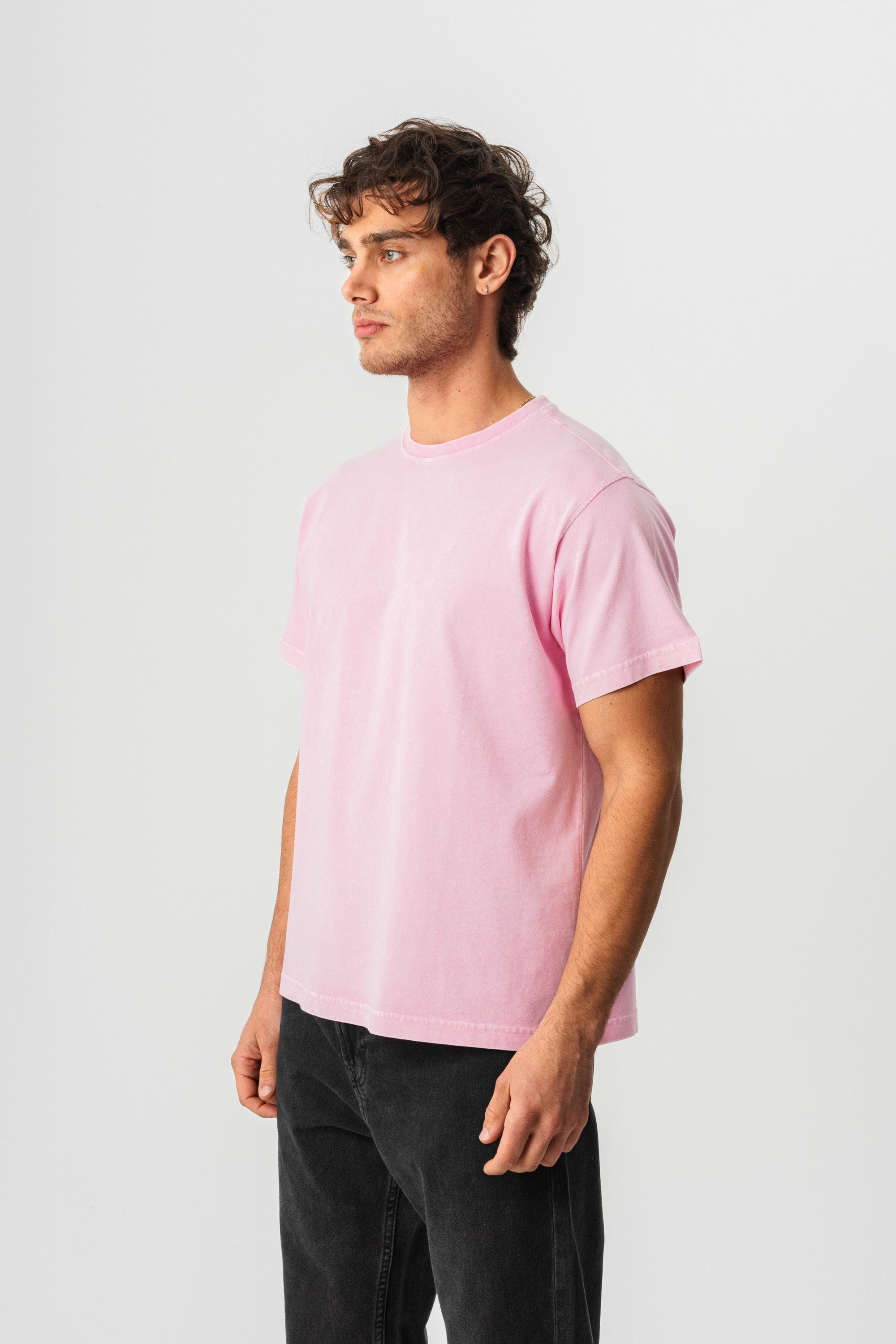 BORZ Yıkamalı Basic T-shirt - Pembe-2