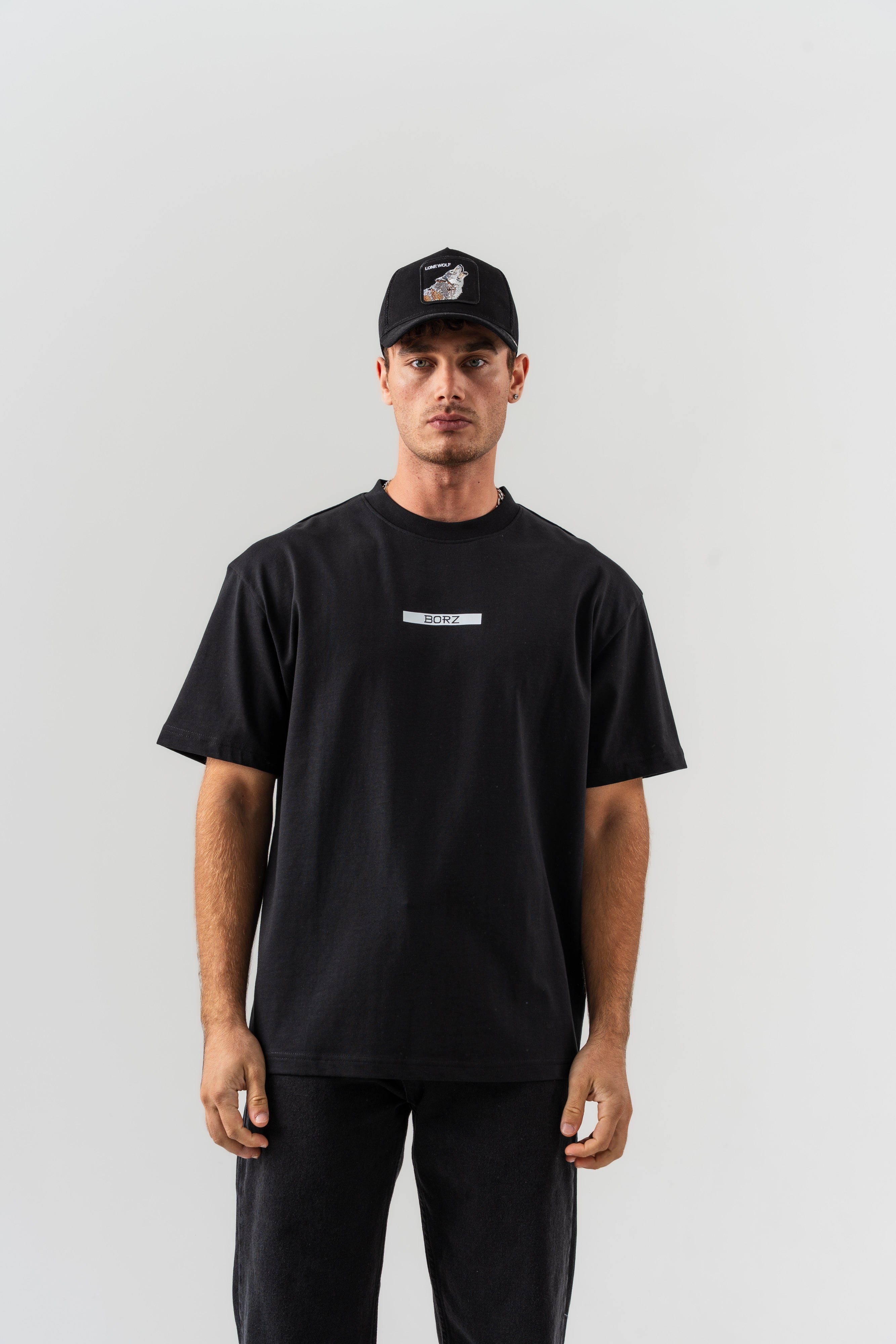 BORZ Renaissance Sırt Baskılı Oversize Kalıp T-shirt - Siyah-2