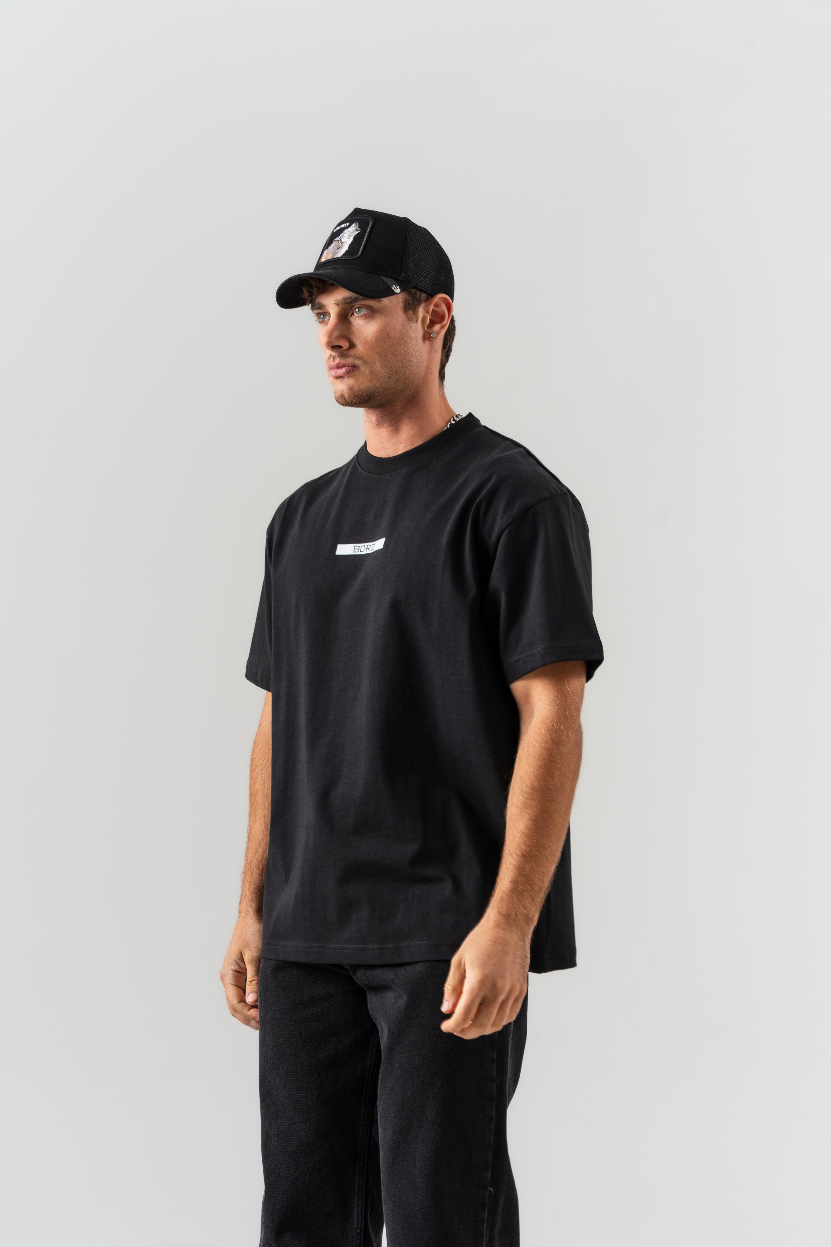 BORZ Renaissance Sırt Baskılı Oversize Kalıp T-shirt - Siyah-3
