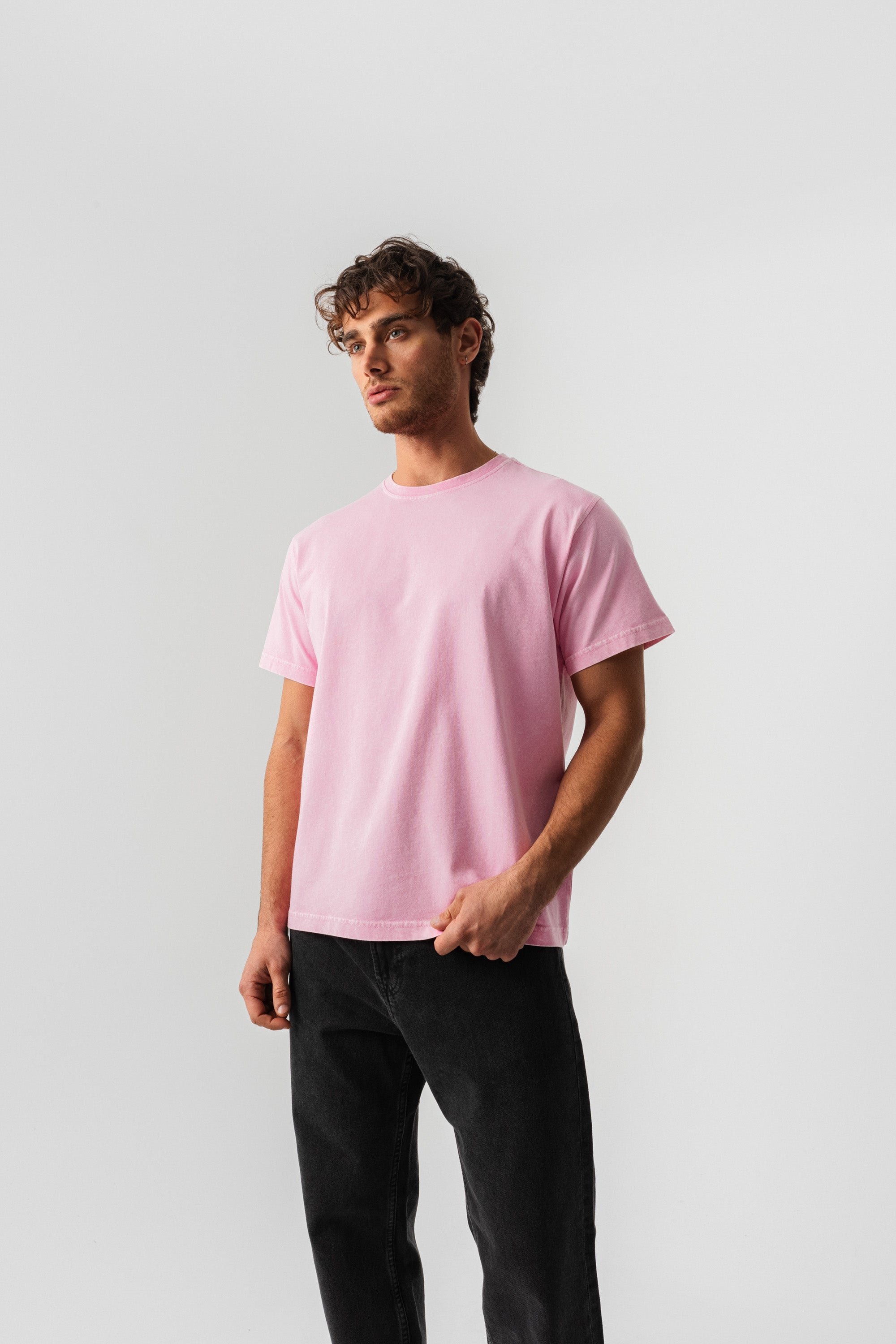 BORZ Yıkamalı Basic T-shirt - Pembe-5
