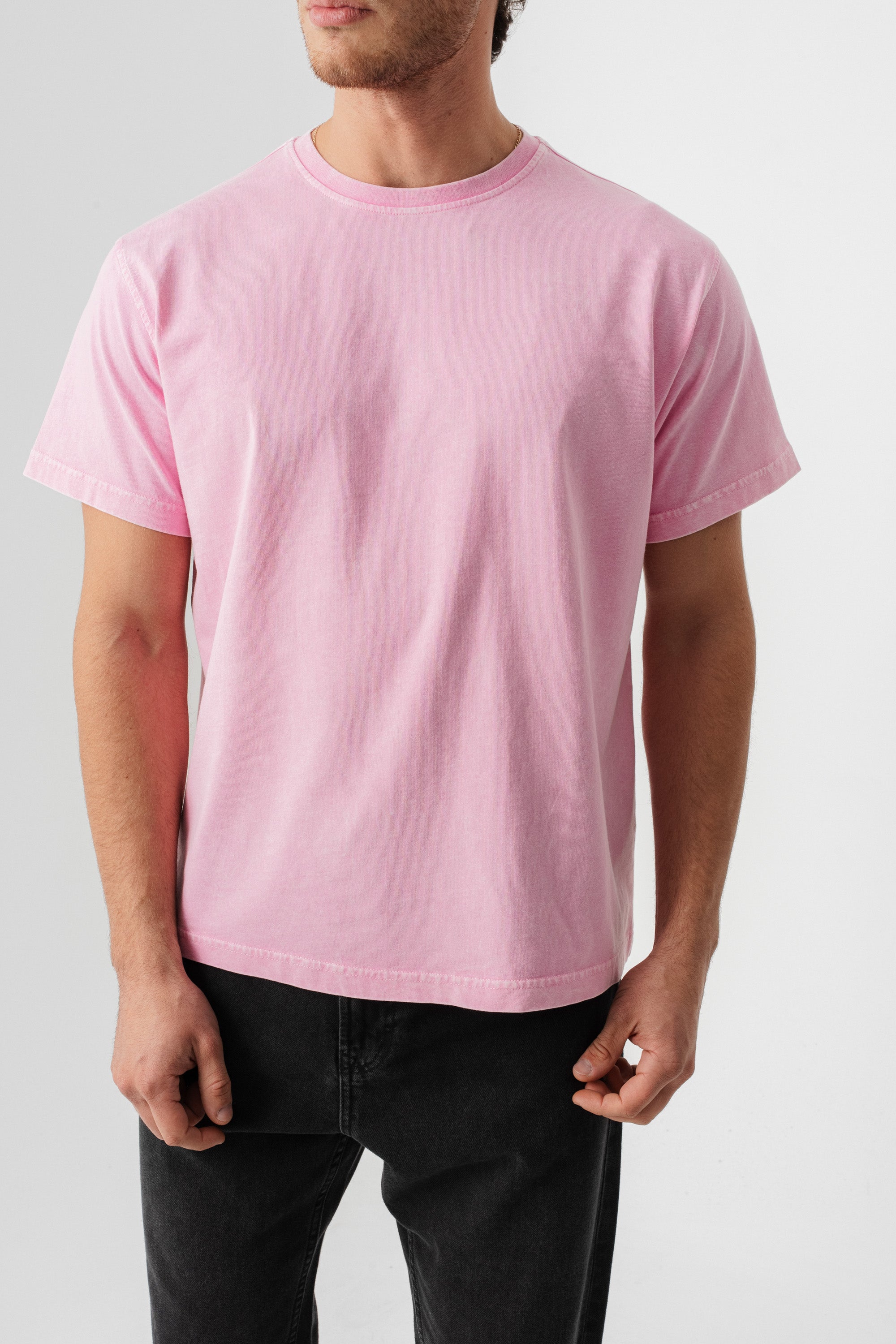 BORZ Yıkamalı Basic T-shirt - Pembe-6