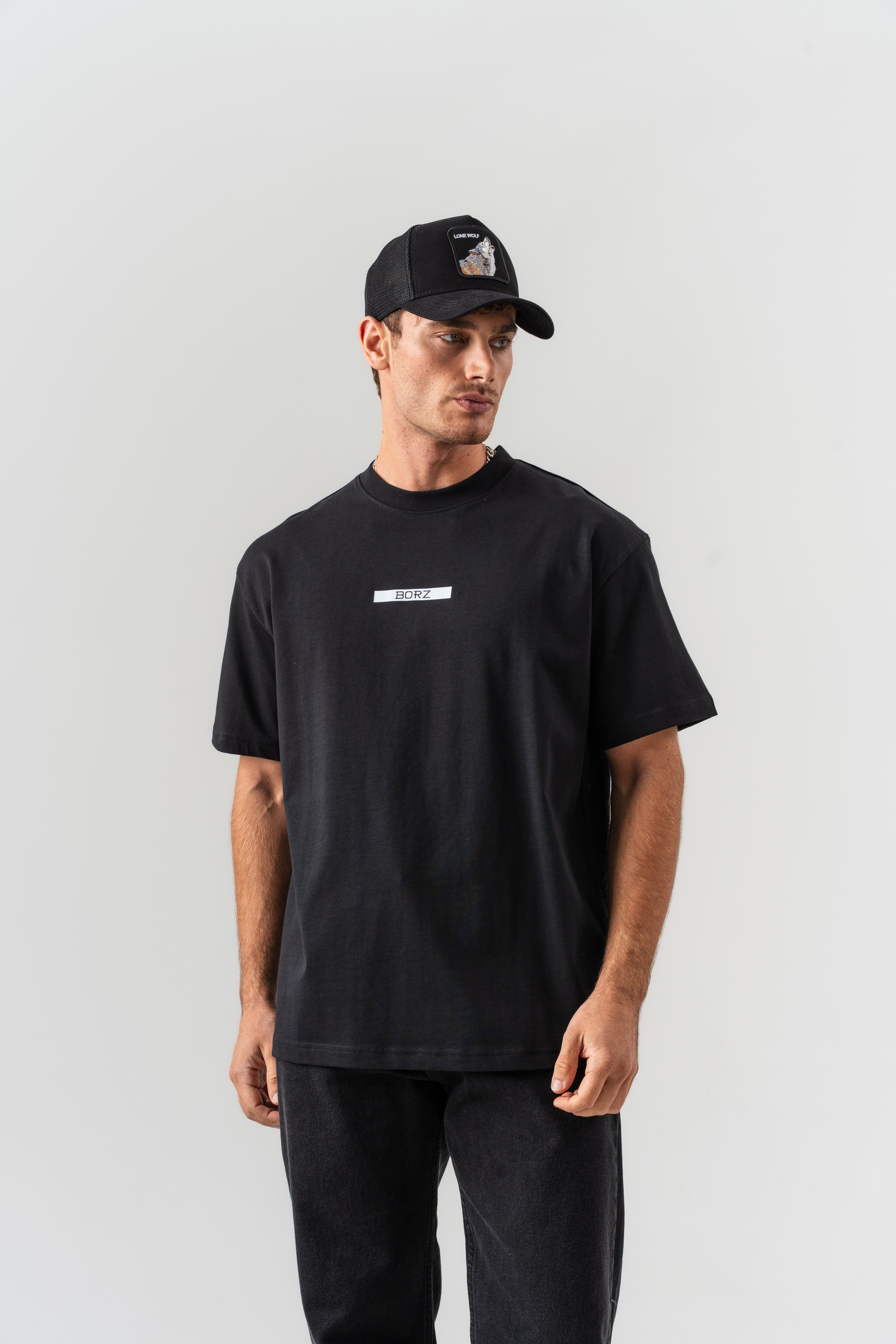 BORZ Renaissance Sırt Baskılı Oversize Kalıp T-shirt - Siyah-5