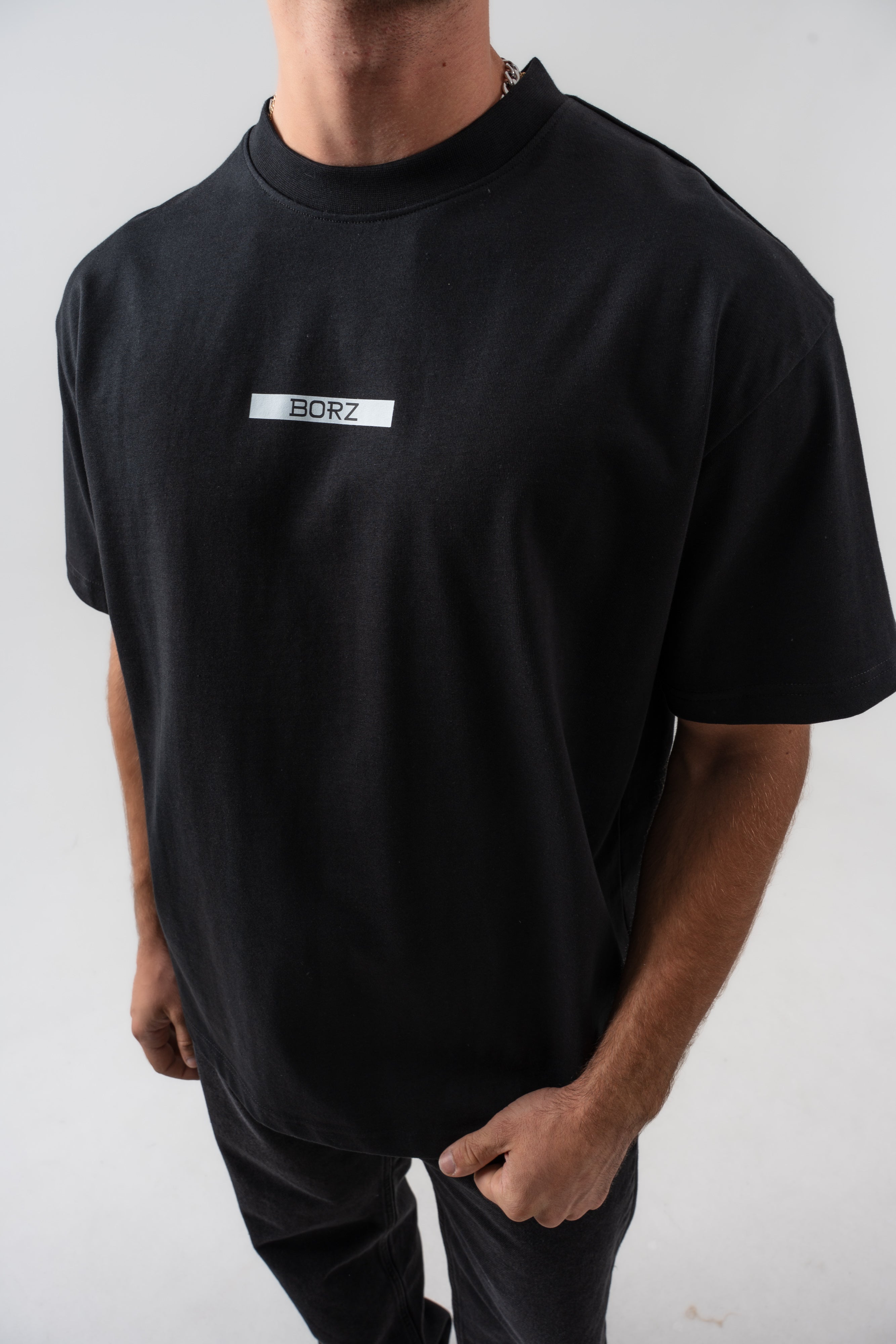 BORZ Renaissance Sırt Baskılı Oversize Kalıp T-shirt - Siyah-6