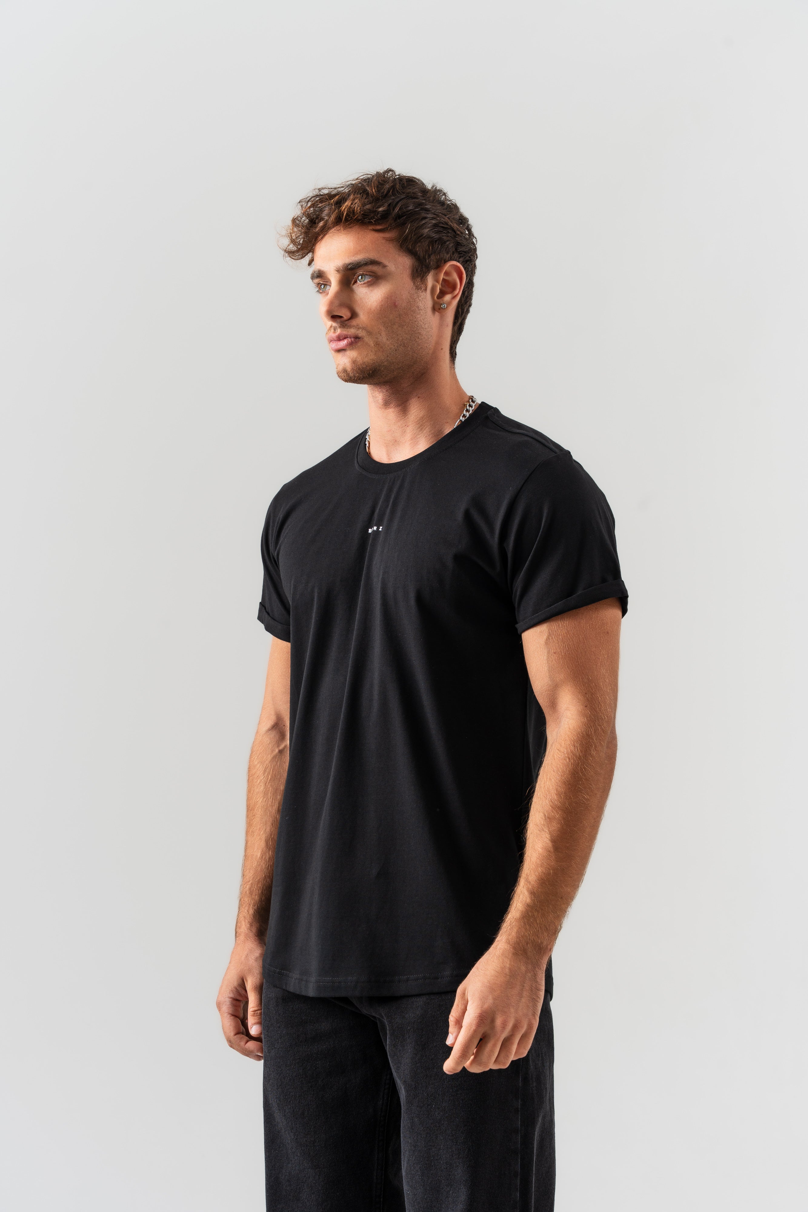 BORZ Yazı Detaylı Basic T-shirt - Siyah-2