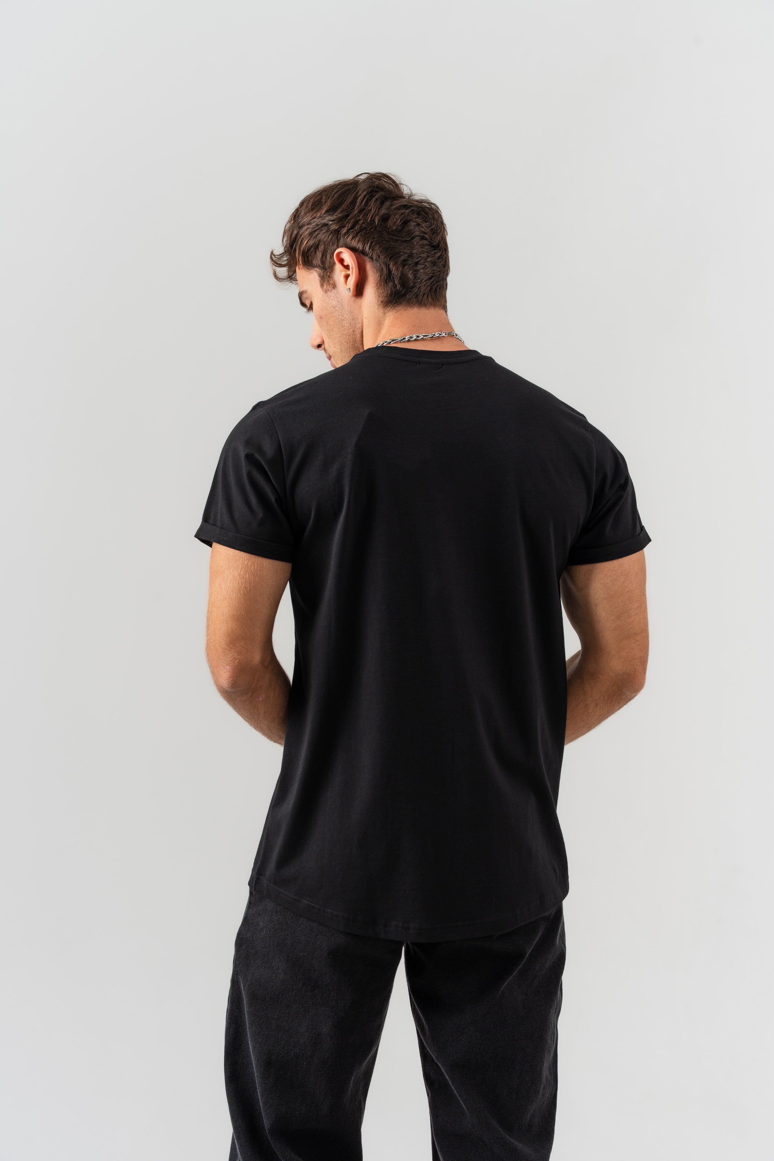 BORZ Yazı Detaylı Basic T-shirt - Siyah-3