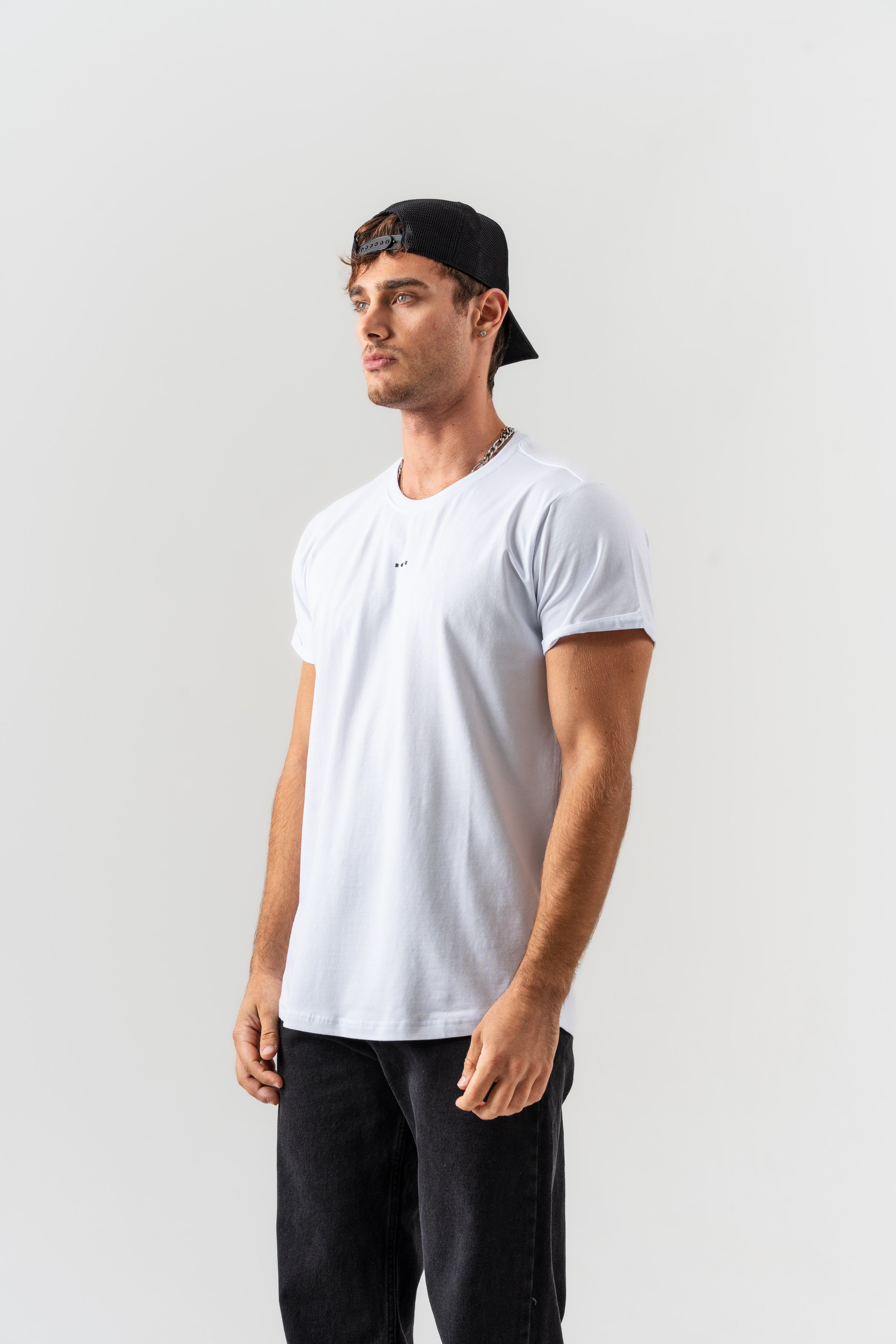 BORZ Yazı Detaylı Basic T-shirt - Beyaz-2