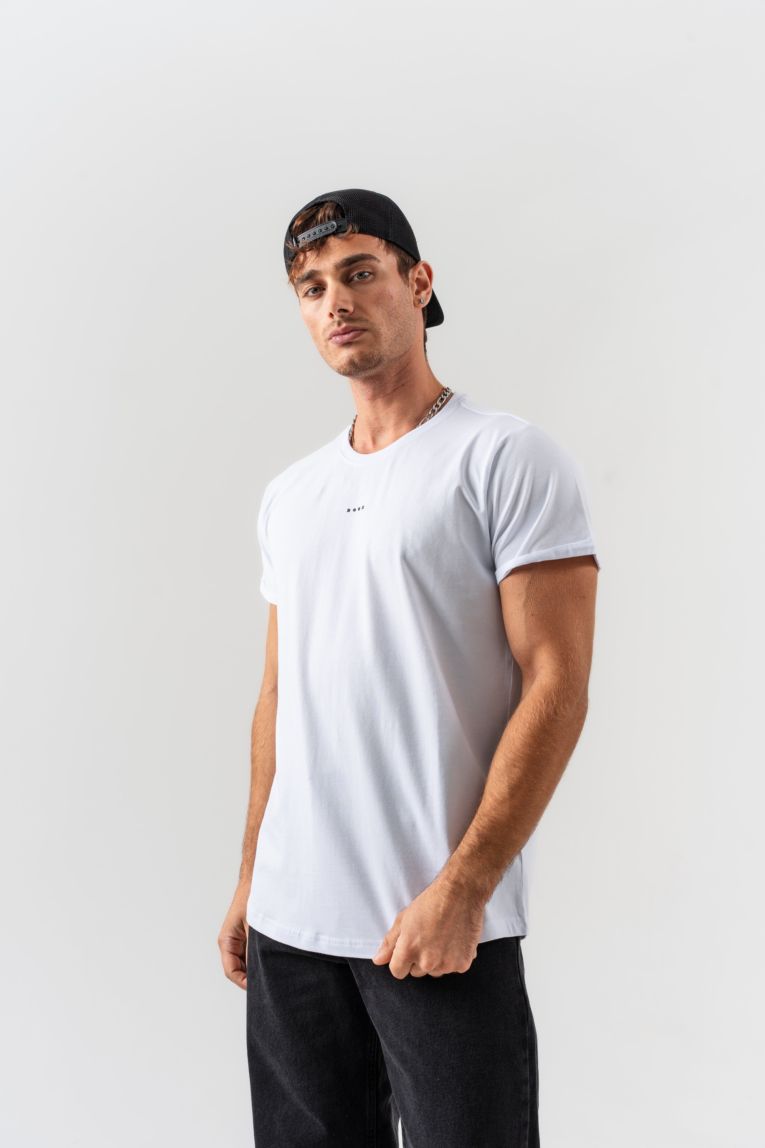 BORZ Yazı Detaylı Basic T-shirt - Beyaz-4