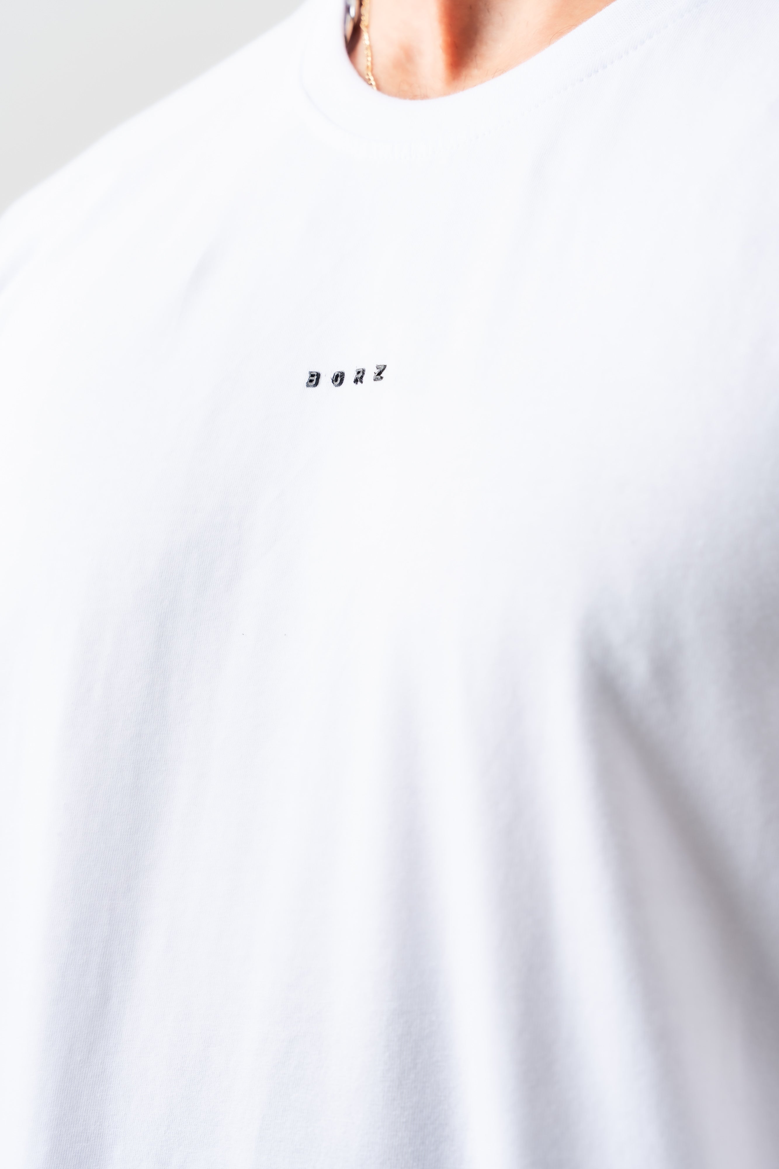 BORZ Yazı Detaylı Basic T-shirt - Beyaz-6