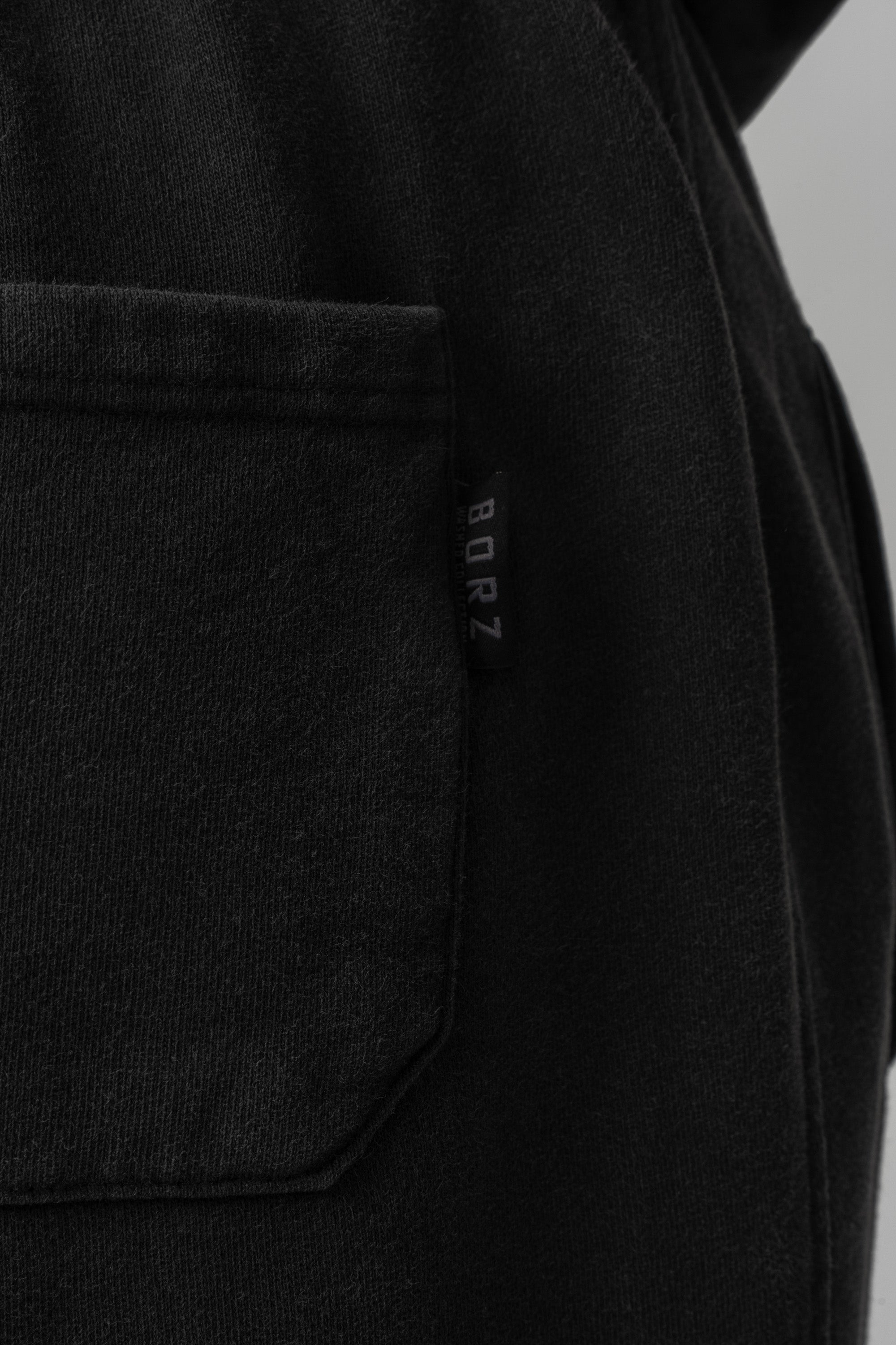 BORZ Yıkamalı Paçası Lastikli Eşofman Altı - Siyah-5