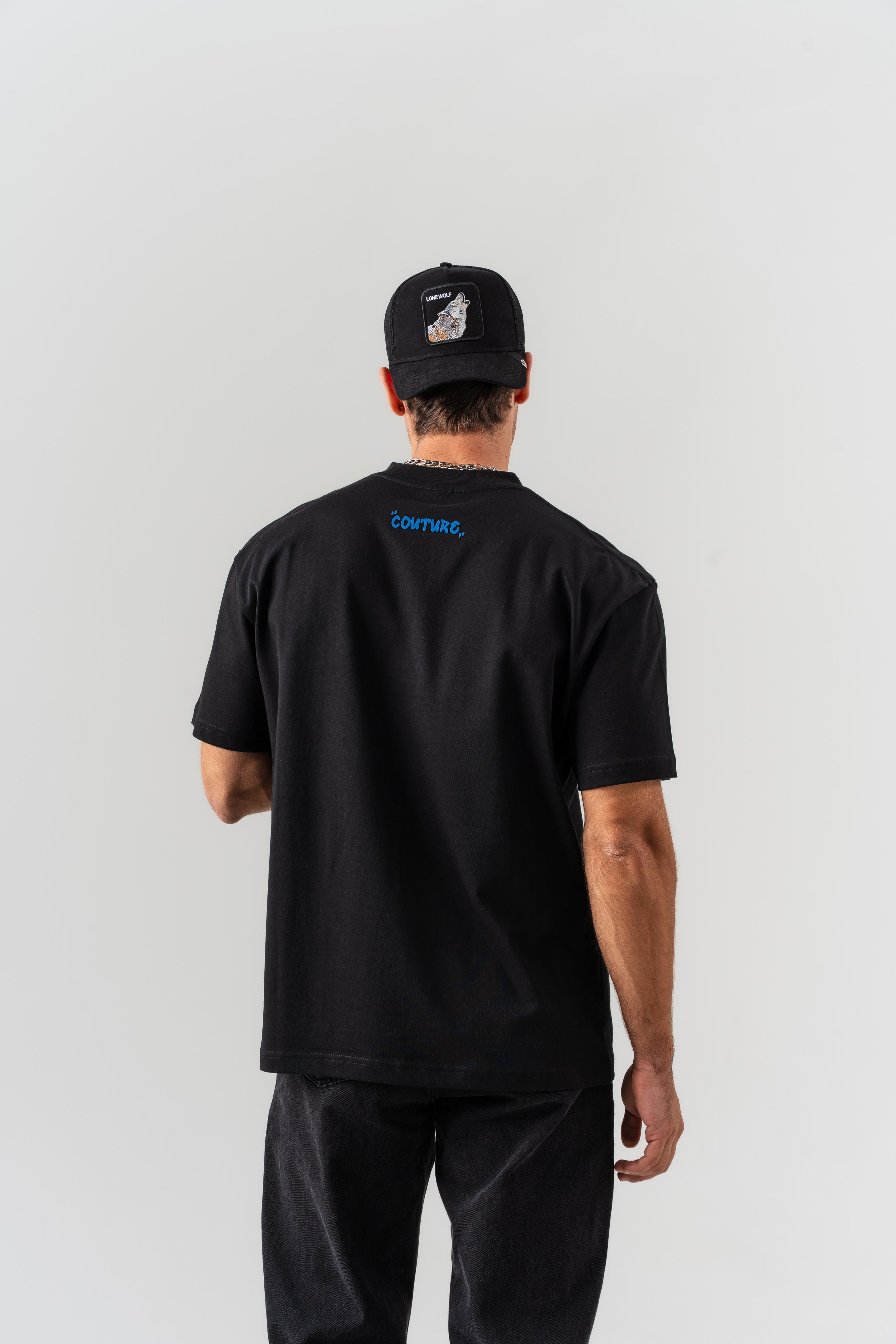 "Best Borz Time" Yazı Detaylı Oversize Kalıp T-shirt - Siyah-3