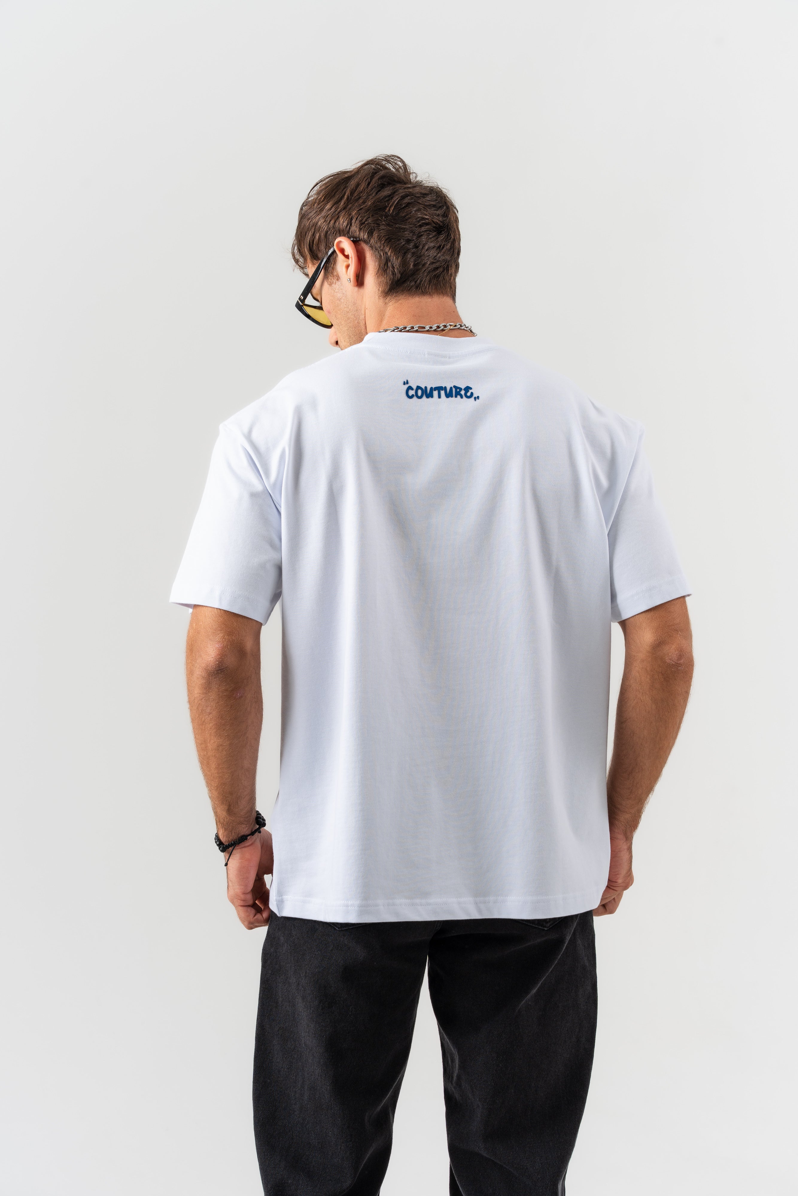 "Best Borz Time" Yazı Detaylı Oversize Kalıp T-shirt - Beyaz-3