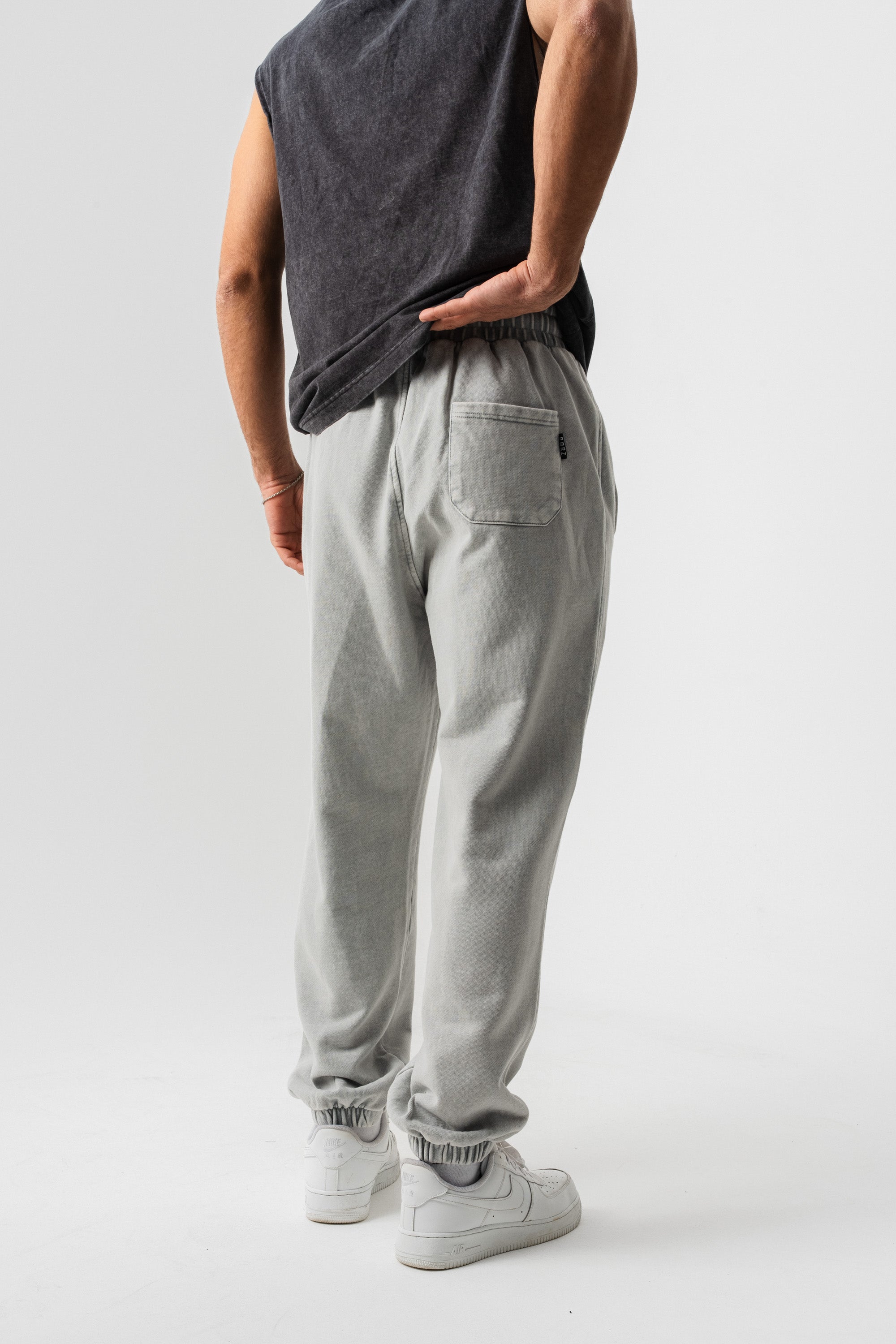 BORZ Yıkamalı Paçası Lastikli Eşofman Altı - Gri-6