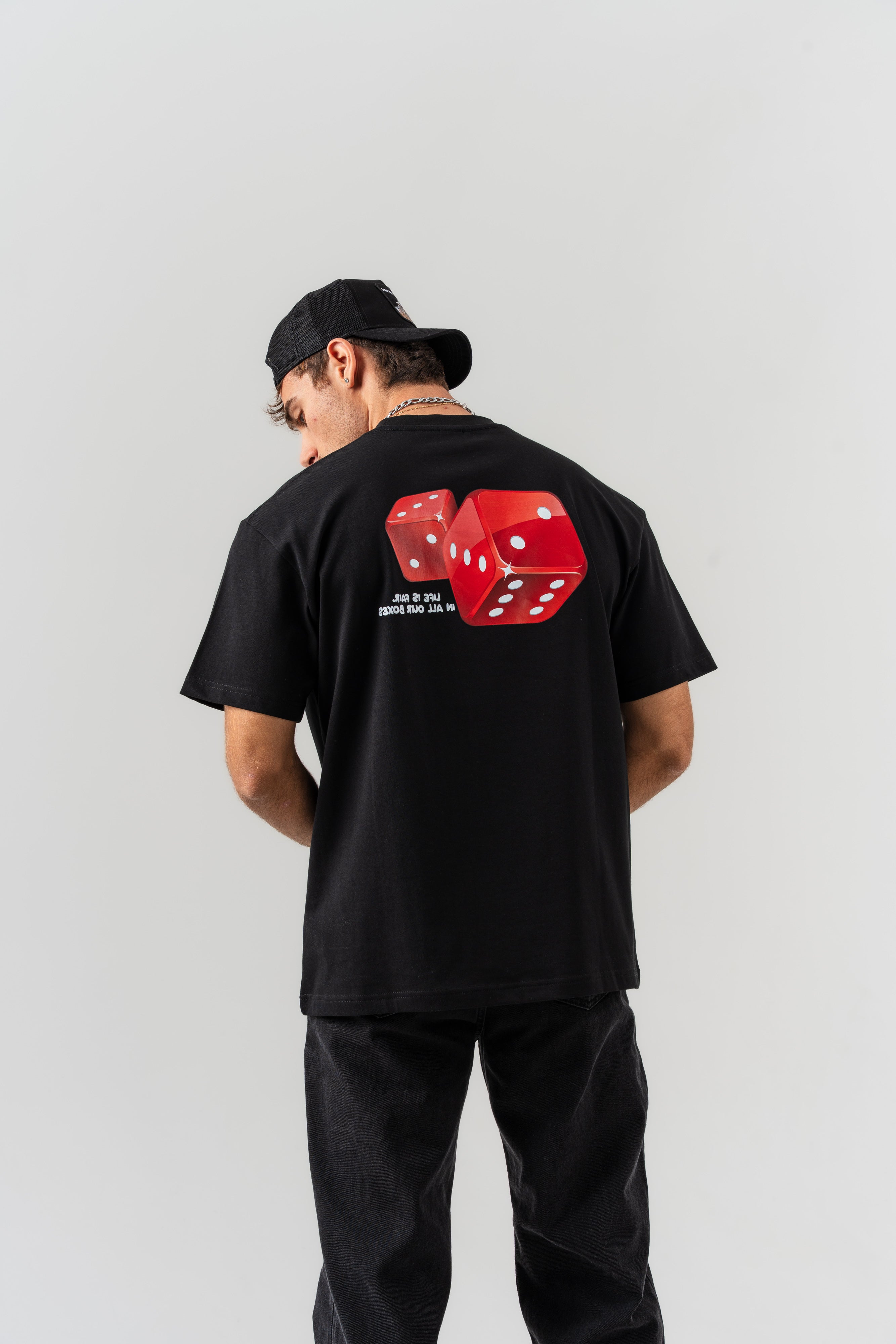 BORZ Zar Sırt Baskılı Oversize Kalıp T-shirt - Siyah