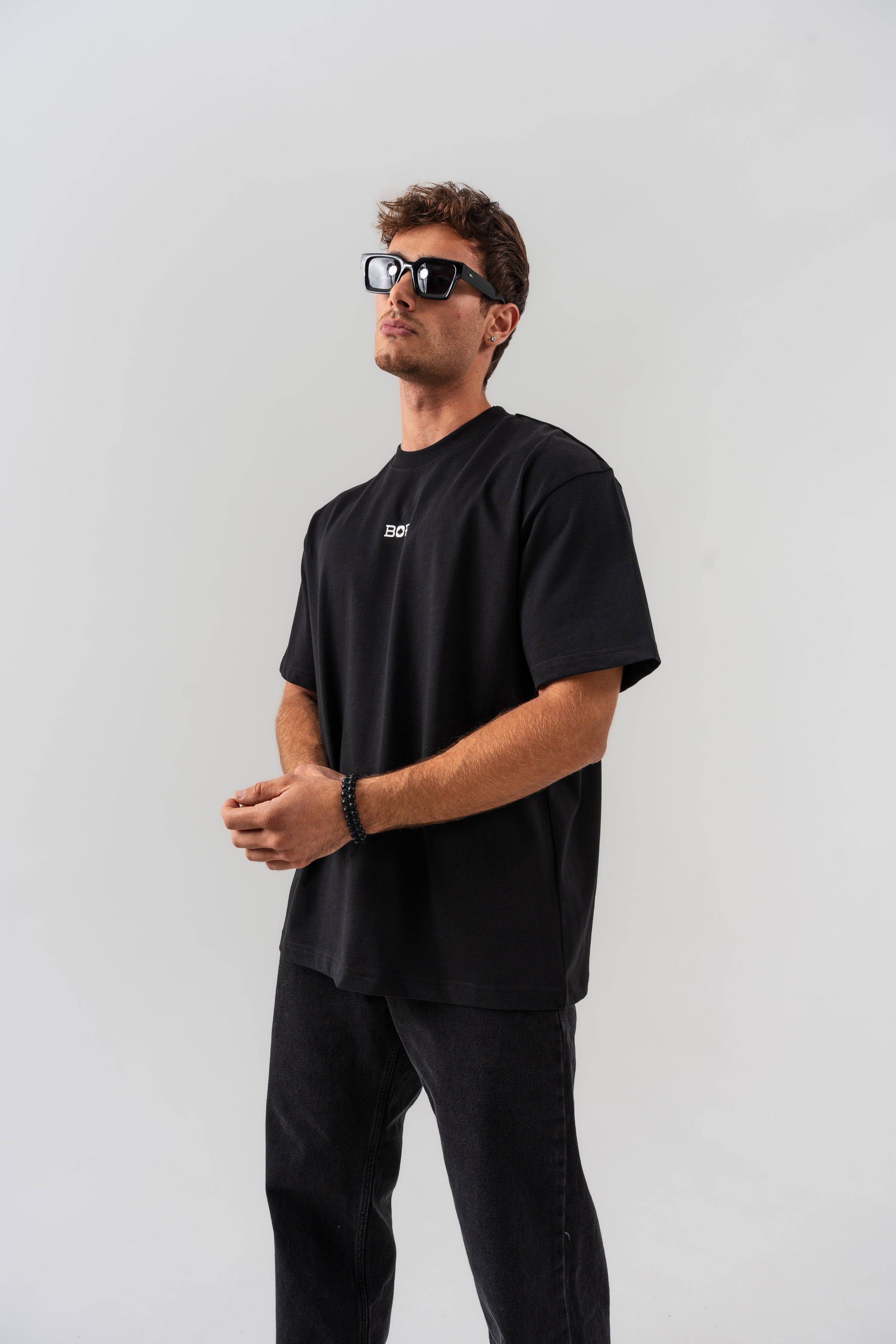 BORZ İskambil Kağıdı Sırt Baskılı Oversize Kalıp T-shirt - Siyah-5