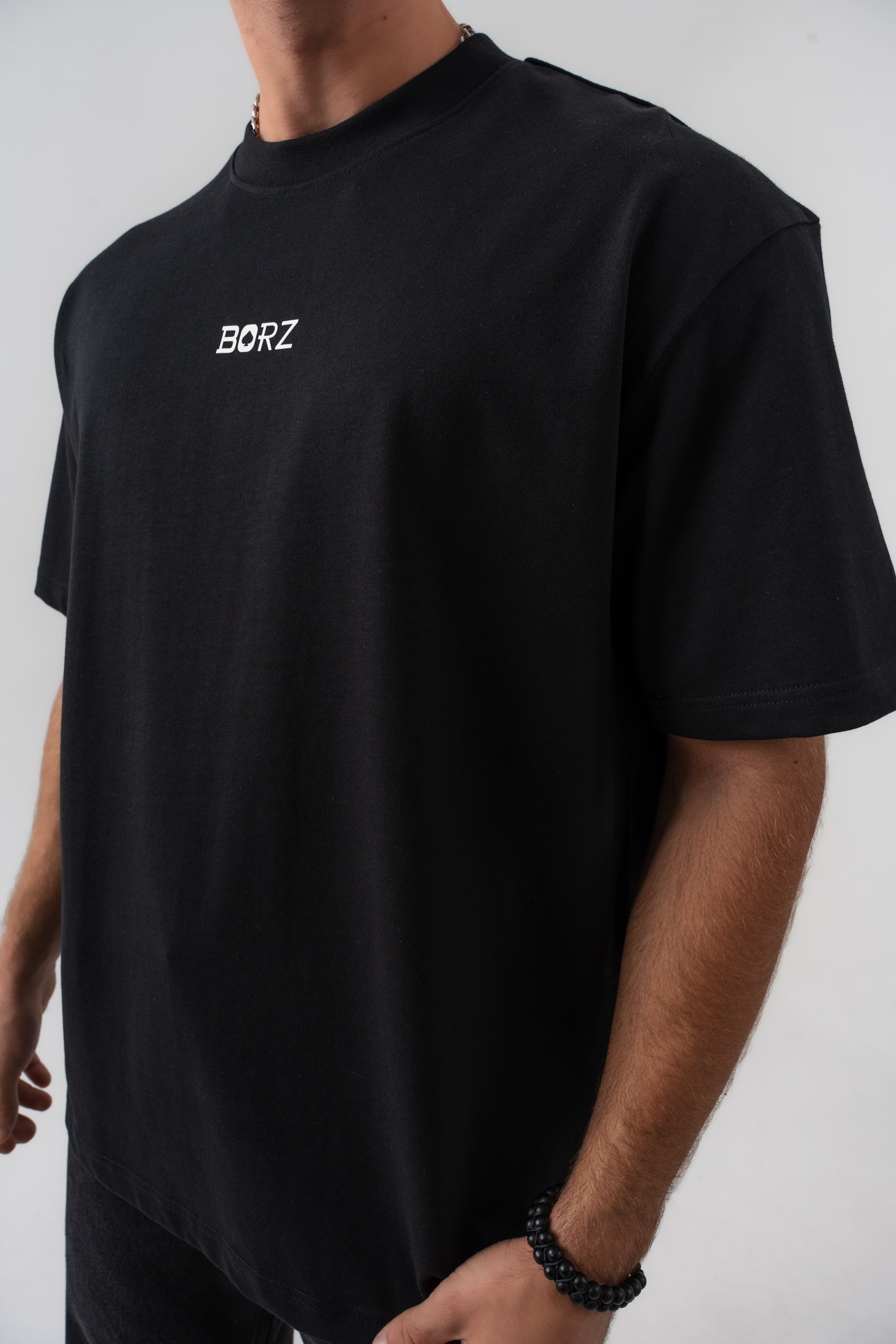 BORZ İskambil Kağıdı Sırt Baskılı Oversize Kalıp T-shirt - Siyah-6