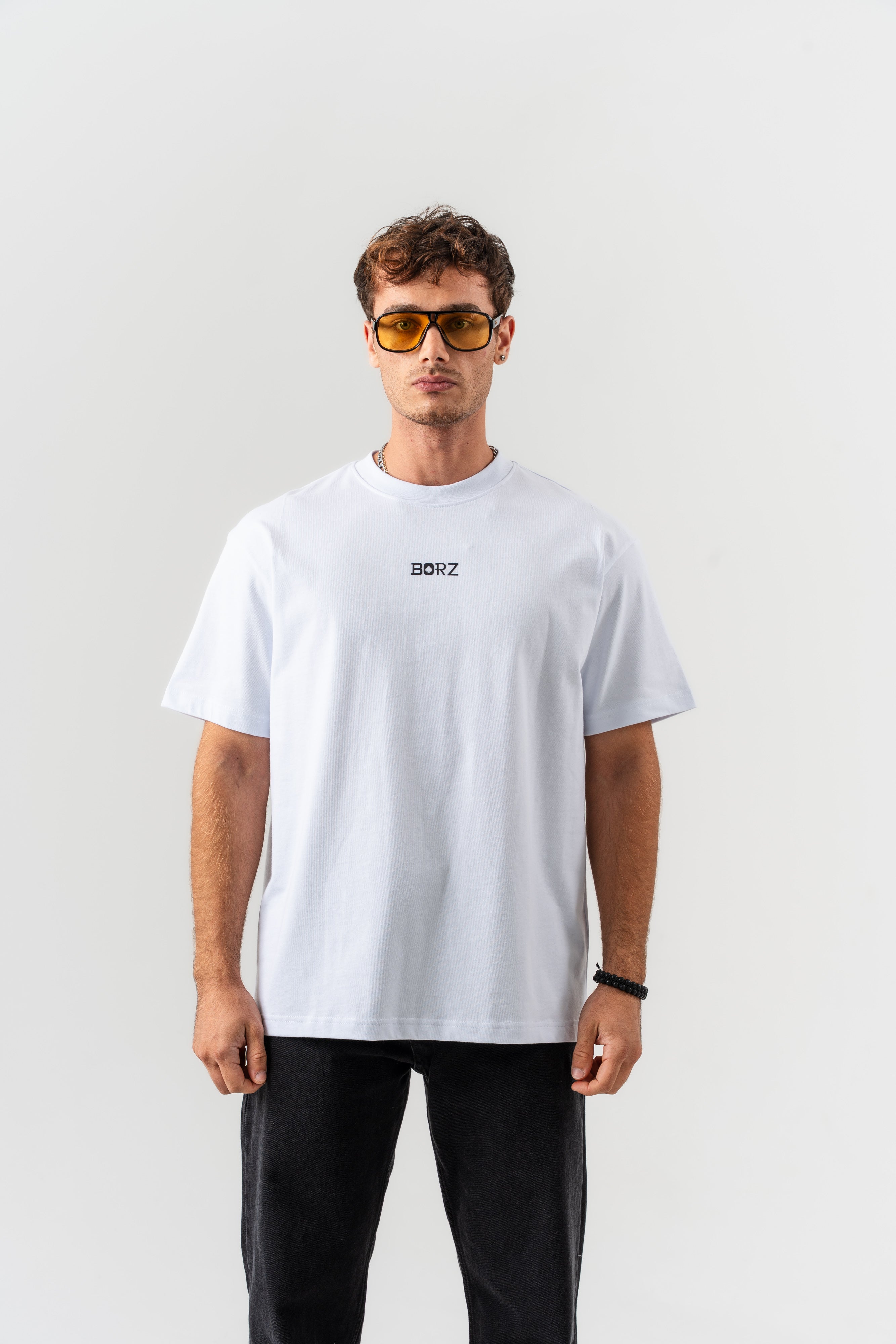 BORZ İskambil Kağıdı Sırt Baskılı Oversize Kalıp T-shirt - Beyaz-2