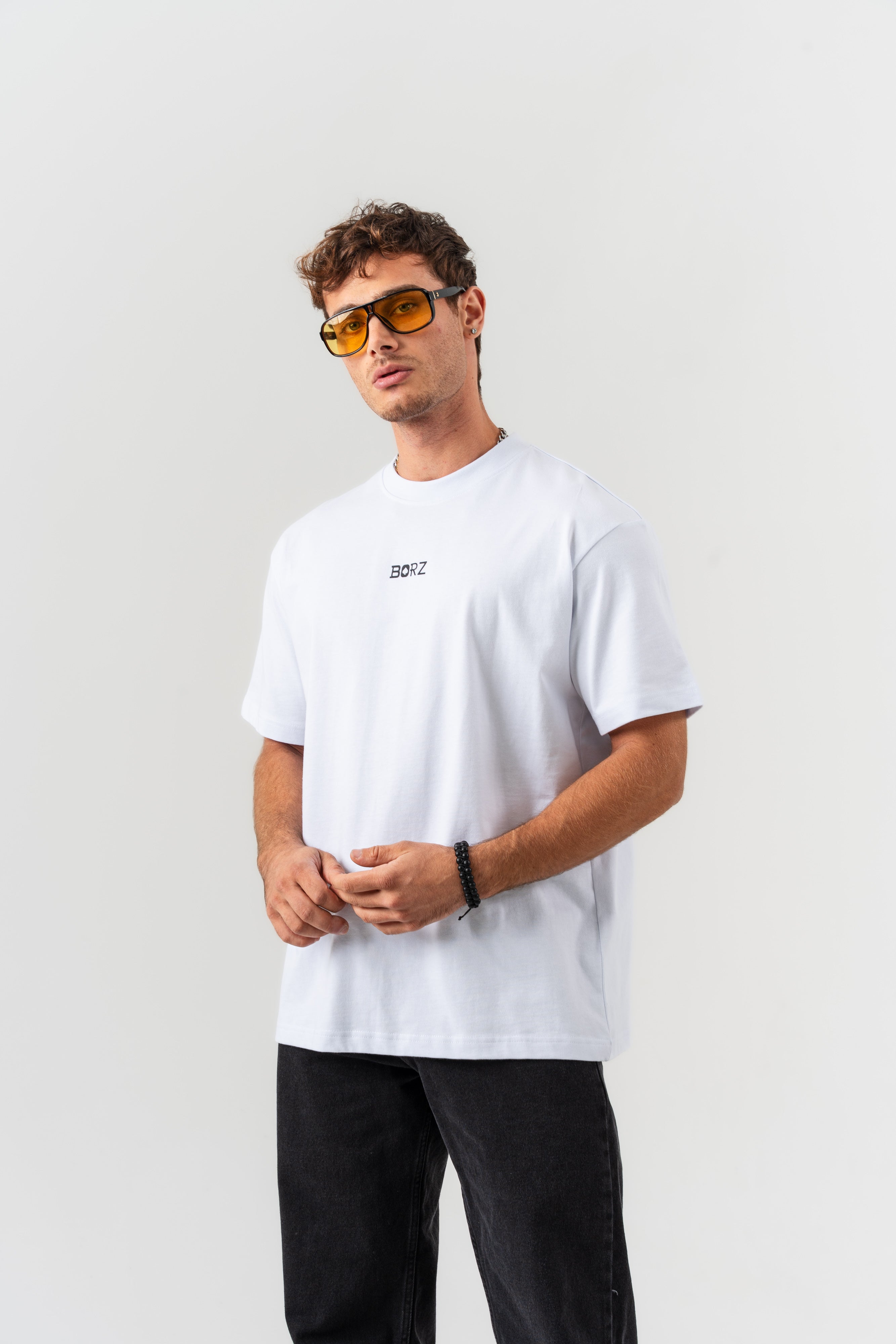 BORZ İskambil Kağıdı Sırt Baskılı Oversize Kalıp T-shirt - Beyaz-5