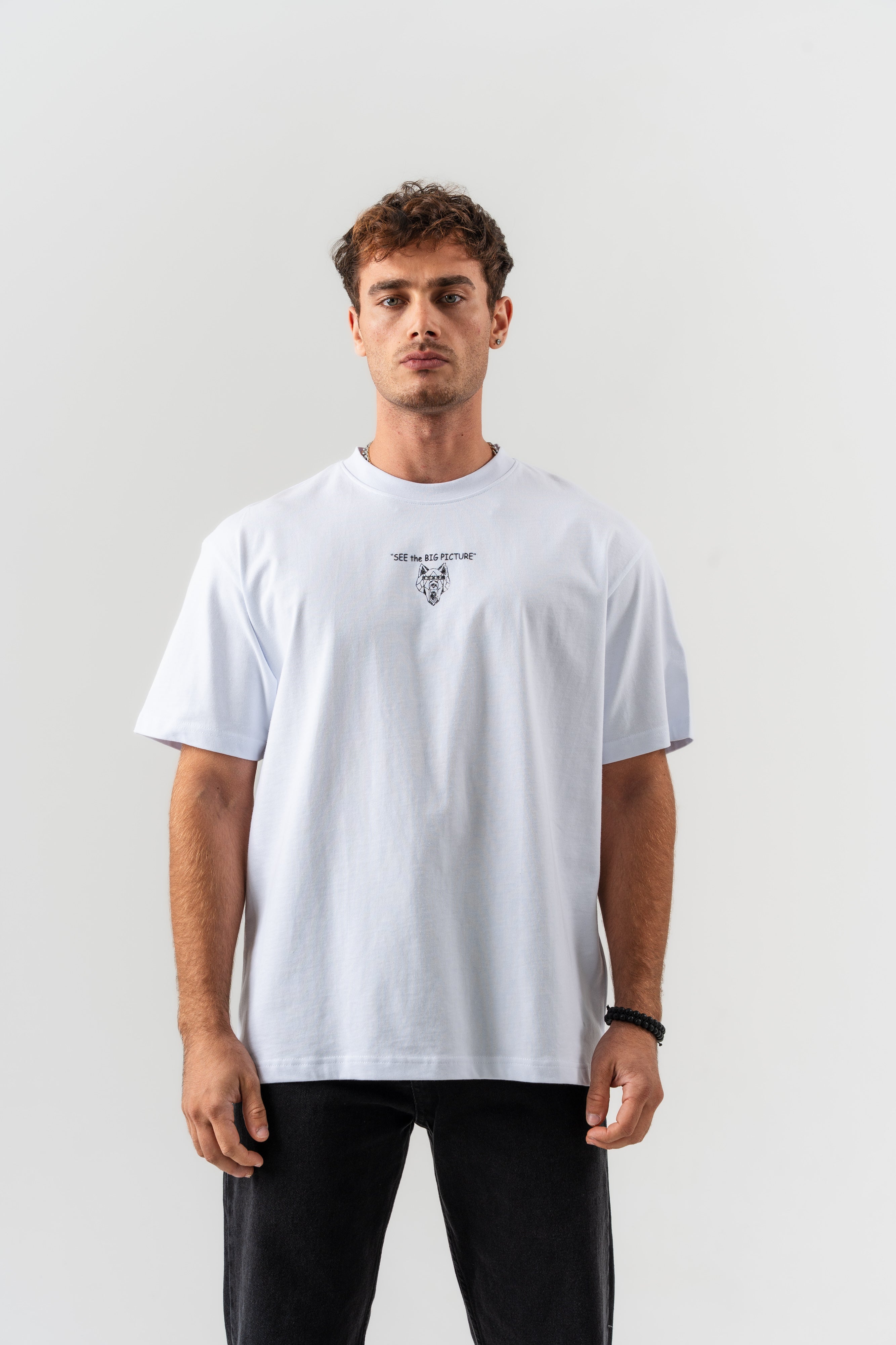 BORZ "See The Big Picture" Yazı Detaylı Oversize Kalıp T-shirt - Beyaz