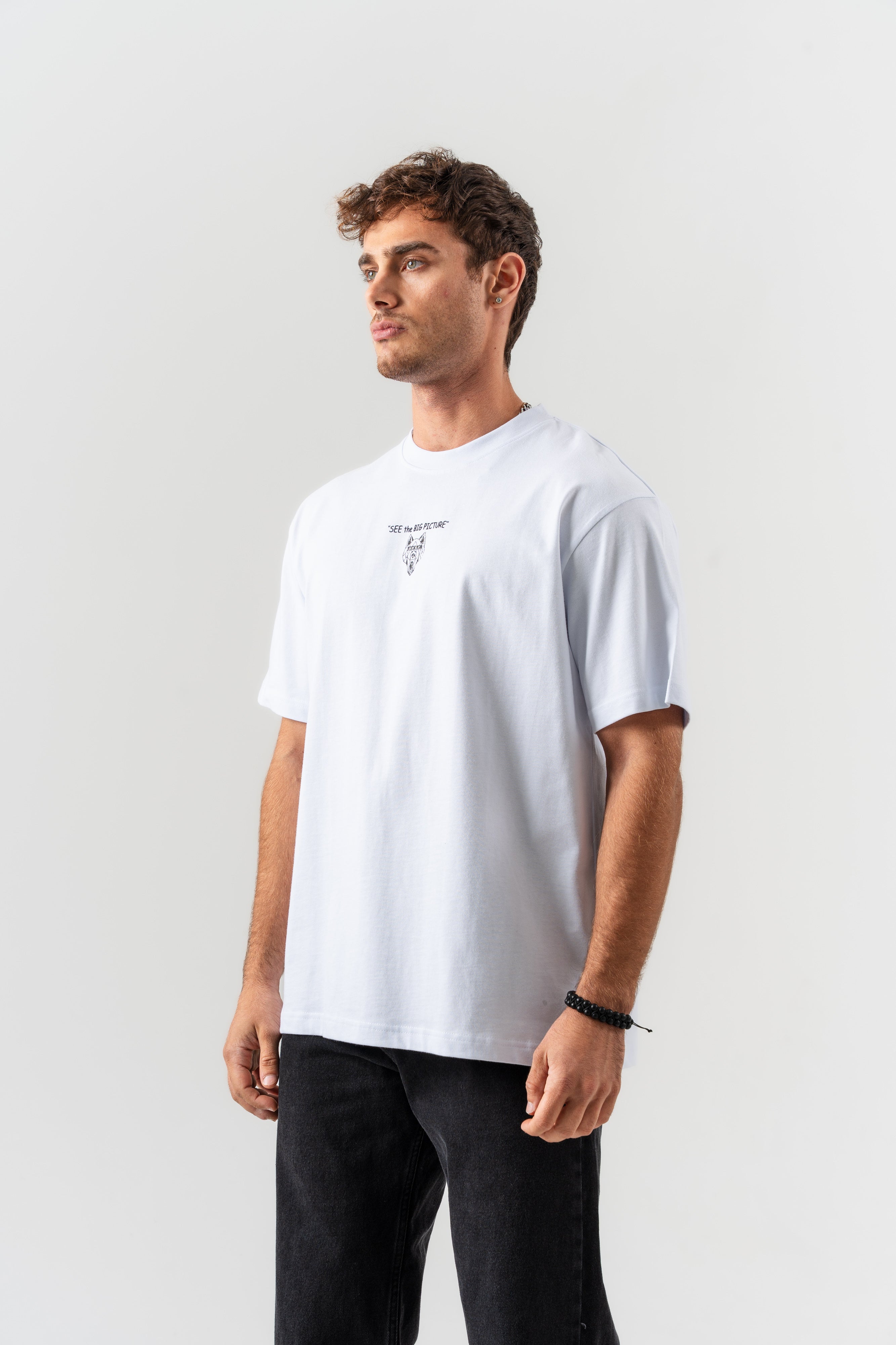 BORZ "See The Big Picture" Yazı Detaylı Oversize Kalıp T-shirt - Beyaz-2