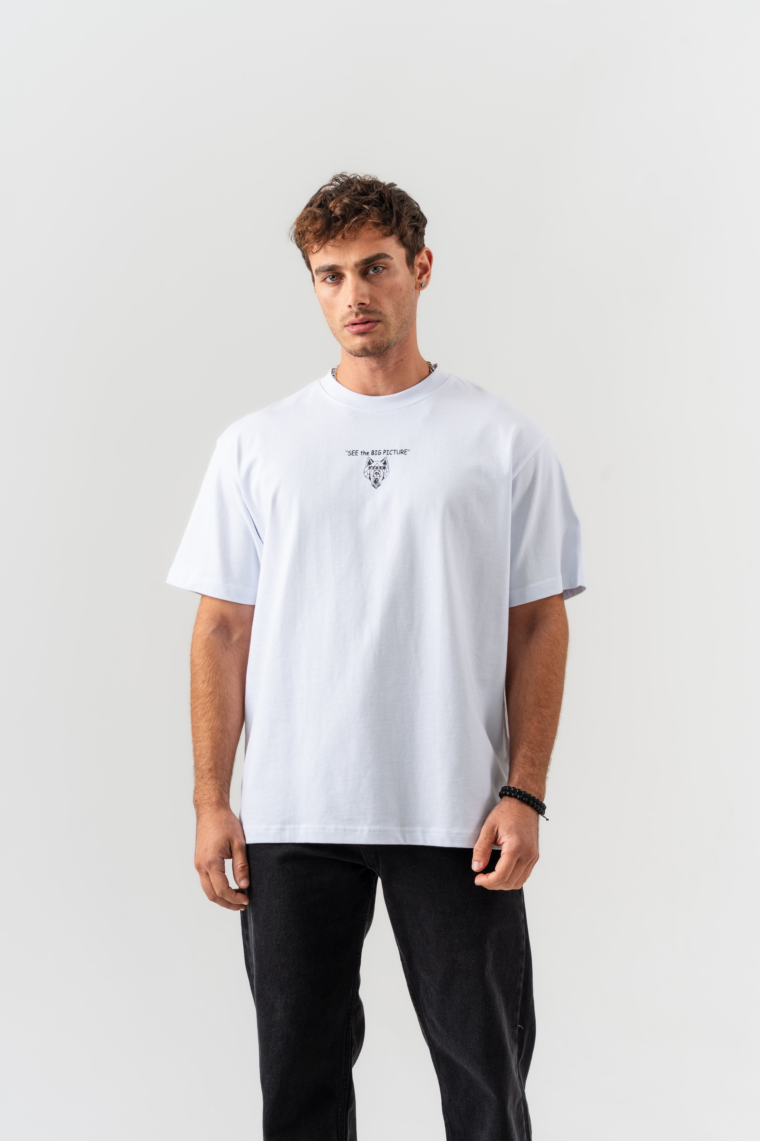 BORZ "See The Big Picture" Yazı Detaylı Oversize Kalıp T-shirt - Beyaz-4