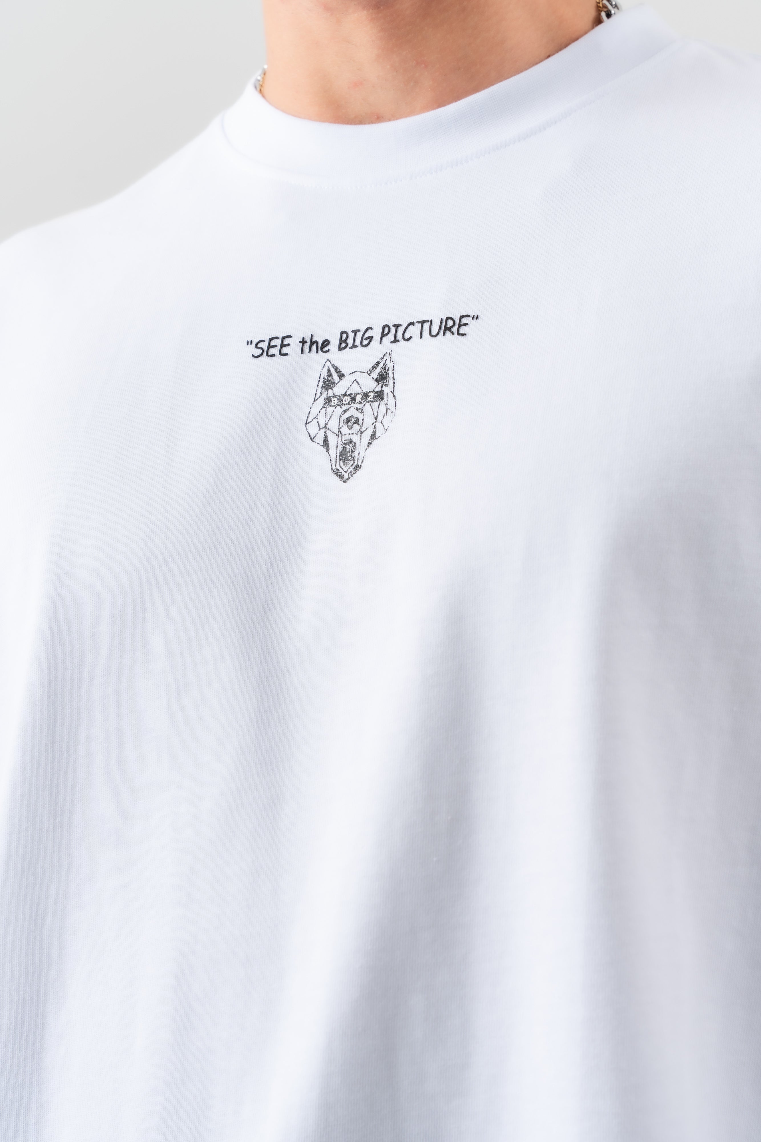 BORZ "See The Big Picture" Yazı Detaylı Oversize Kalıp T-shirt - Beyaz-6