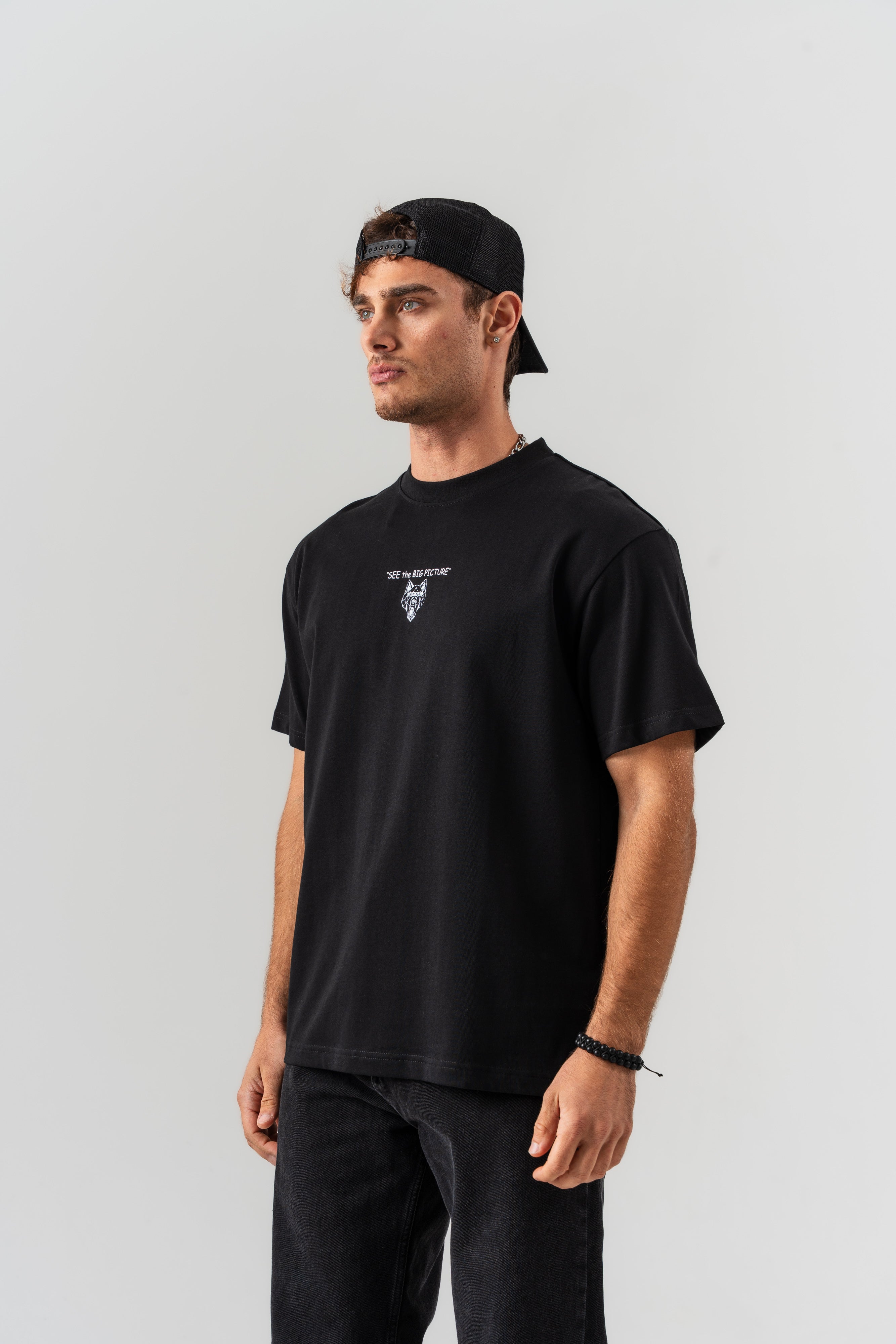 BORZ "See The Big Picture" Yazı Detaylı Oversize Kalıp T-shirt - Siyah-2