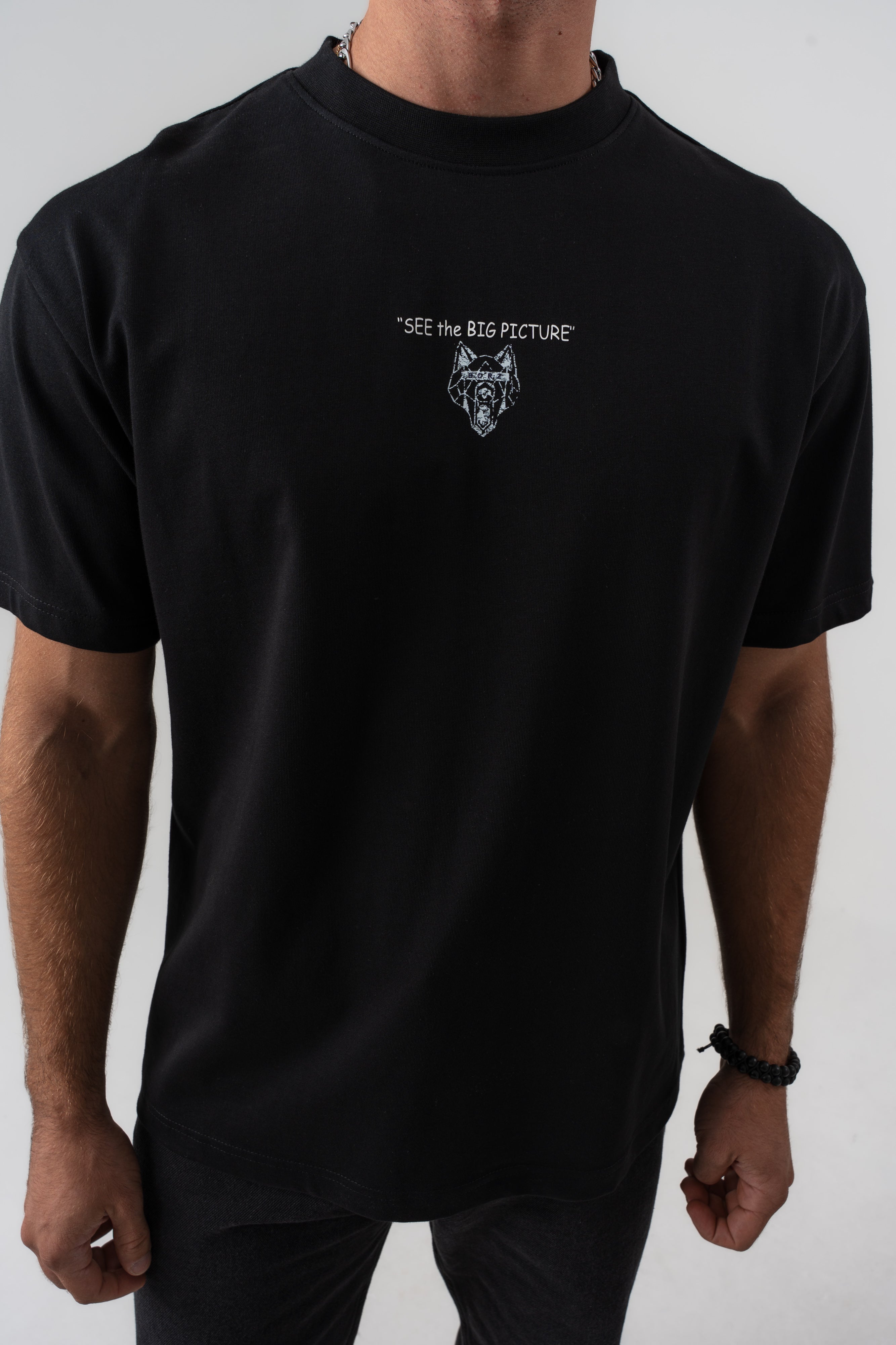 BORZ "See The Big Picture" Yazı Detaylı Oversize Kalıp T-shirt - Siyah-6