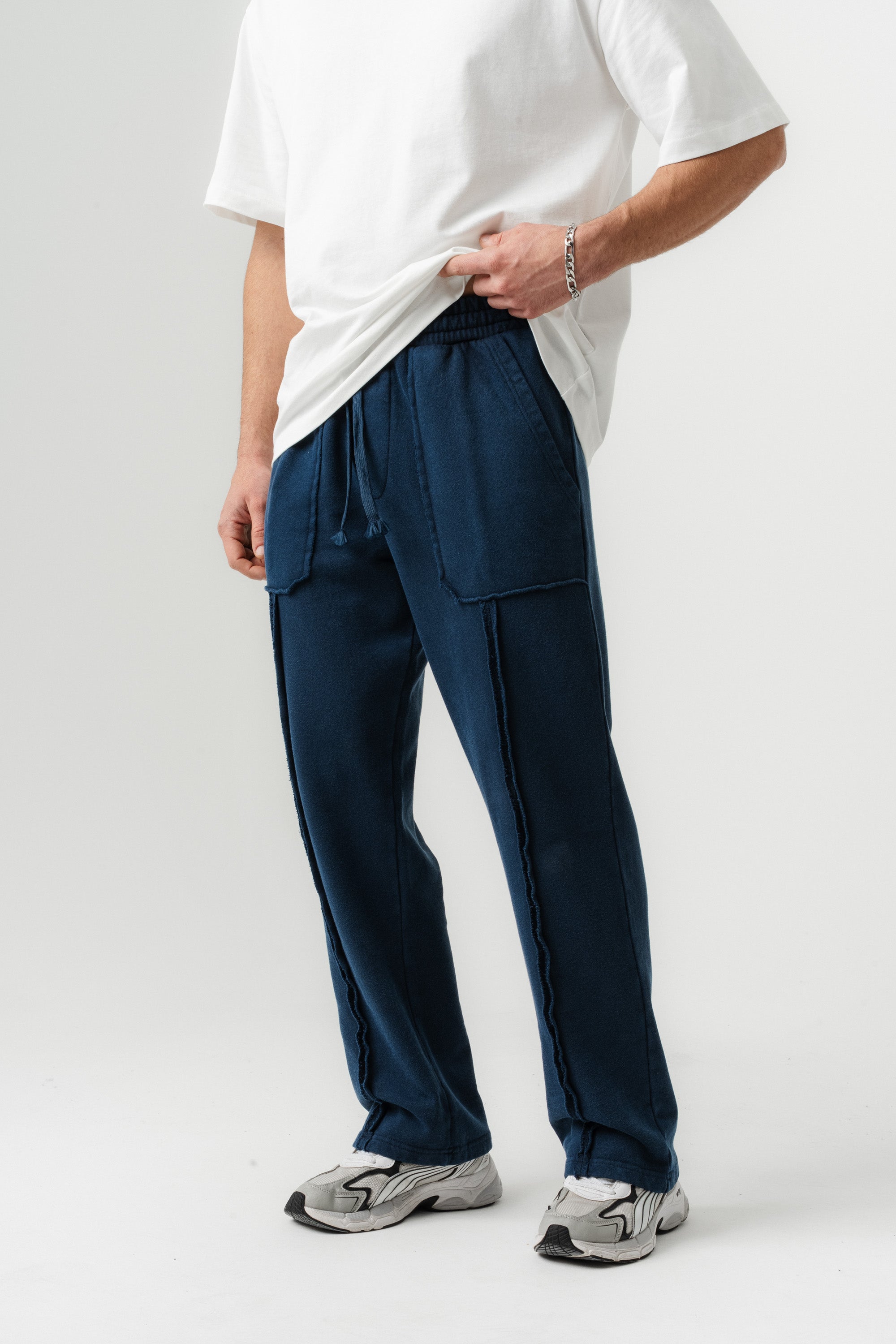 BORZ Yıkamalı Pis Dikişli Baggy Eşofman Altı - Lacivert