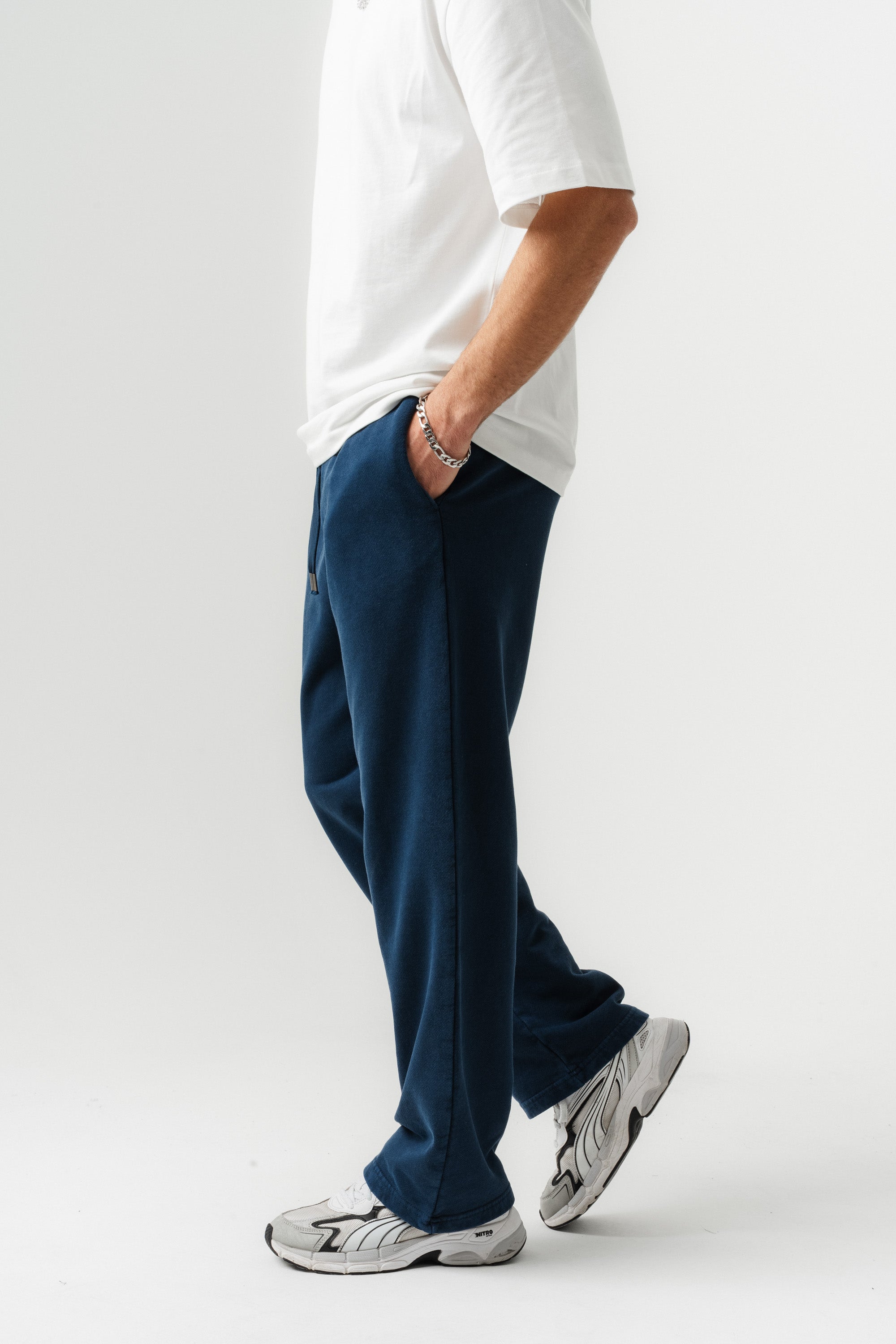 BORZ Yıkamalı Baggy Eşofman Altı - Lacivert-4