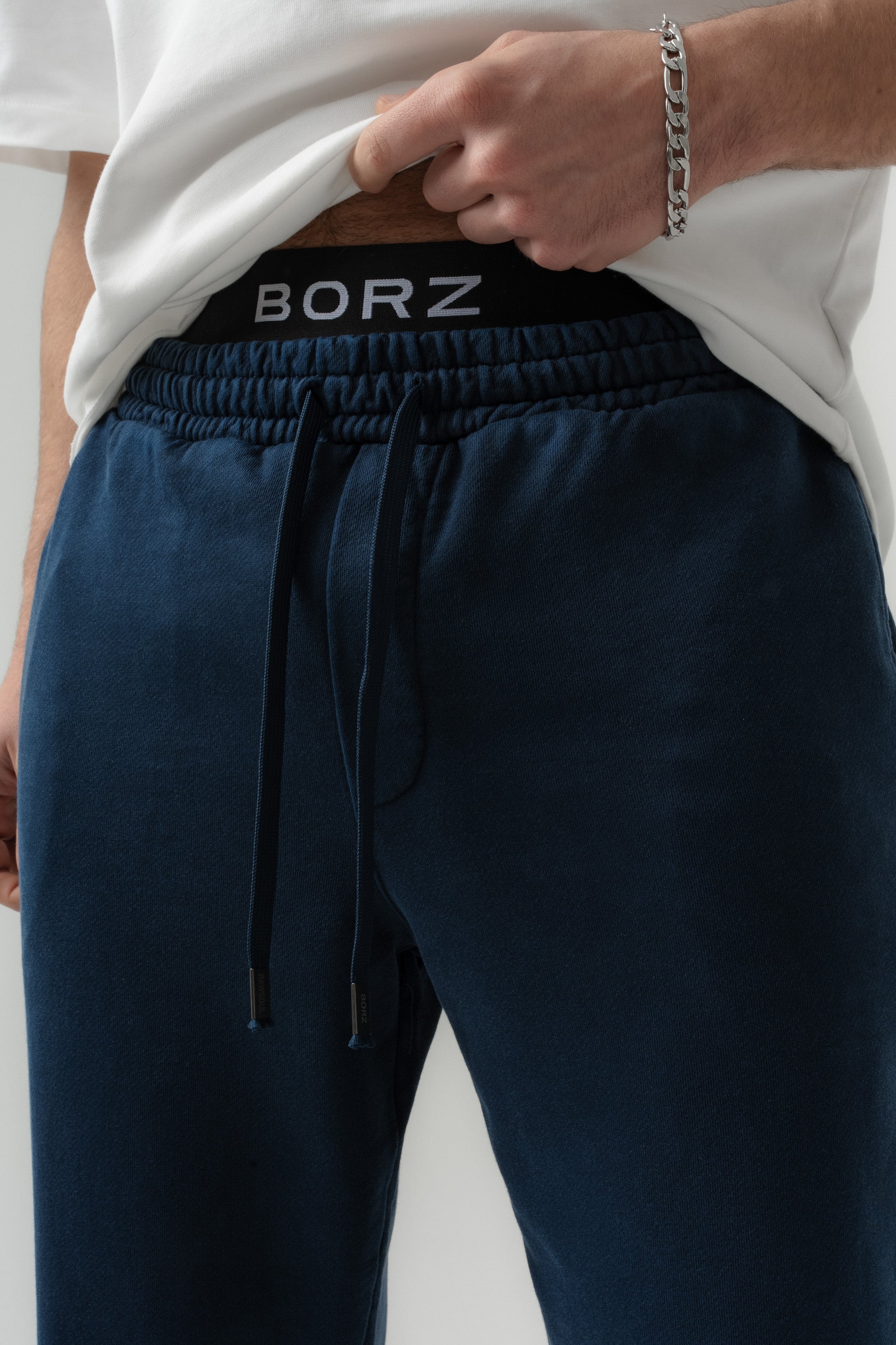 BORZ Yıkamalı Baggy Eşofman Altı - Lacivert-6