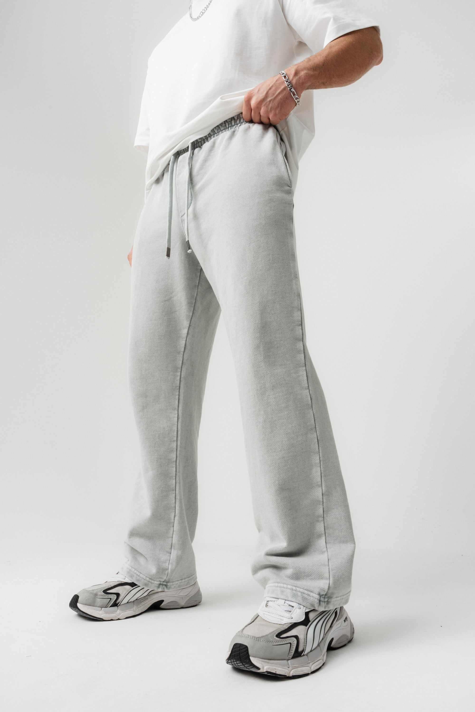 BORZ Yıkamalı Baggy Eşofman Altı - Gri