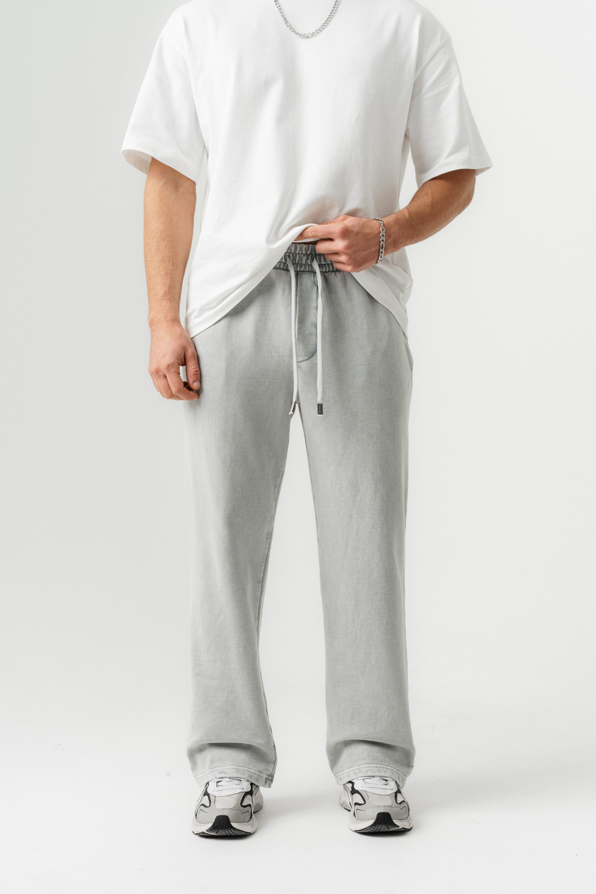 BORZ Yıkamalı Baggy Eşofman Altı - Gri-2