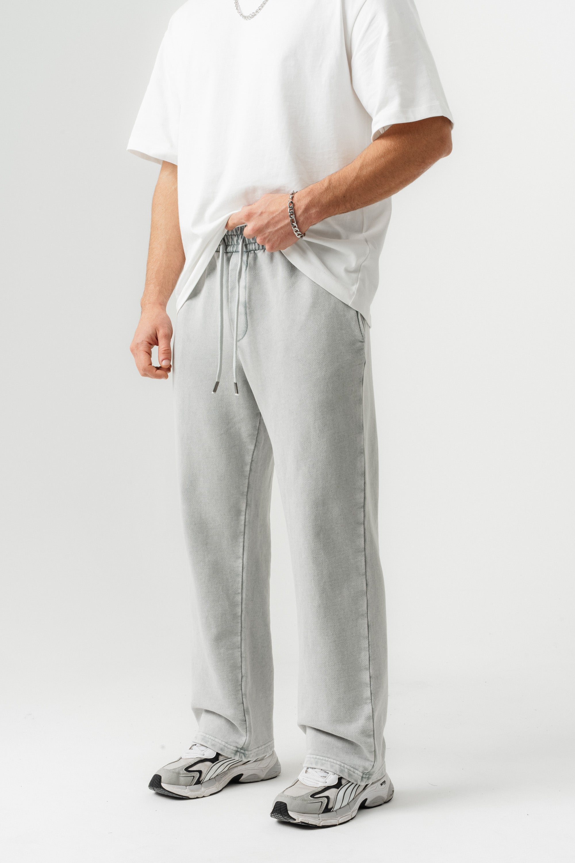 BORZ Yıkamalı Baggy Eşofman Altı - Gri-3