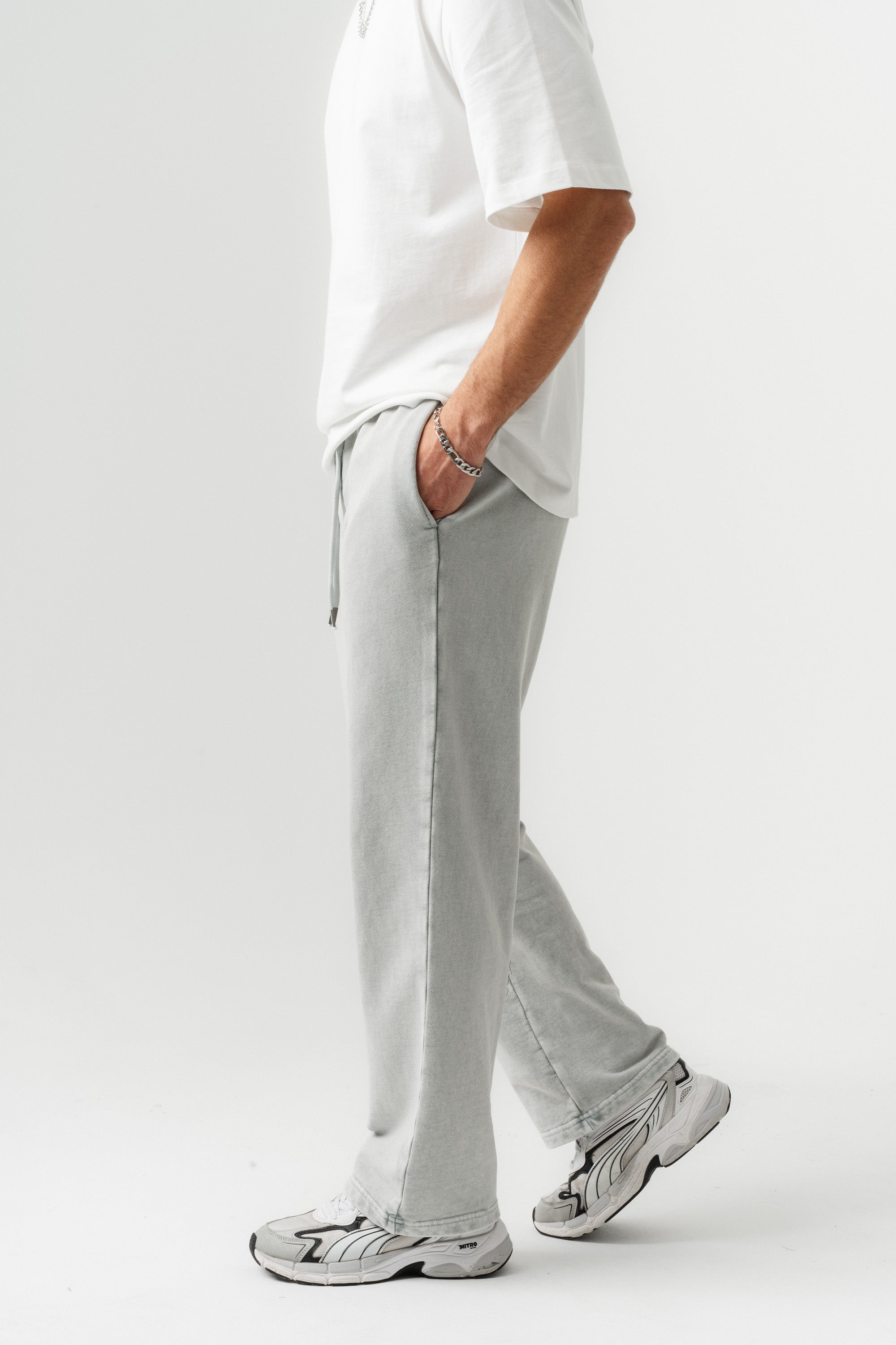 BORZ Yıkamalı Baggy Eşofman Altı - Gri-4