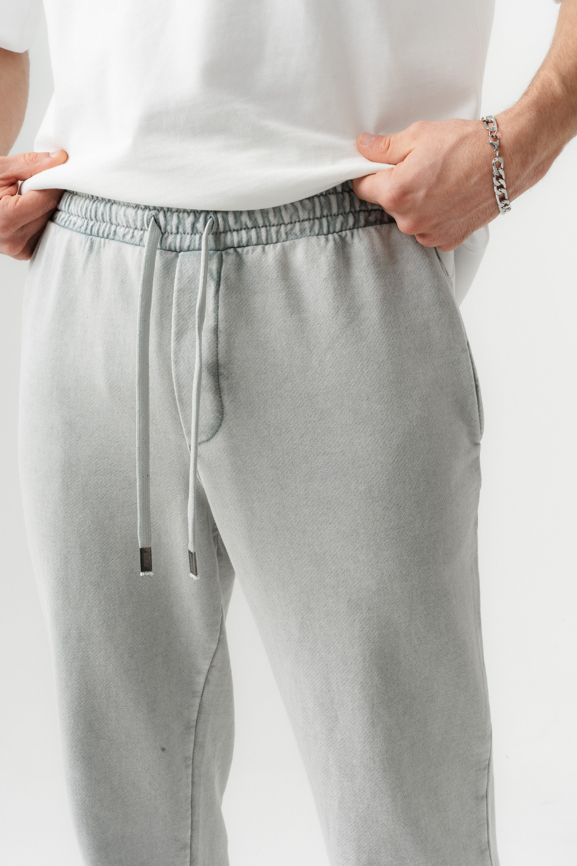 BORZ Yıkamalı Baggy Eşofman Altı - Gri-6