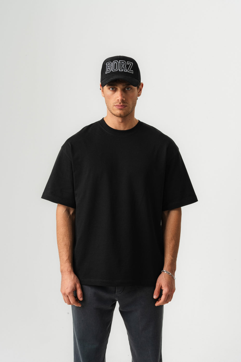 BORZ Oversize Kalıp Basic T-shirt - Siyah