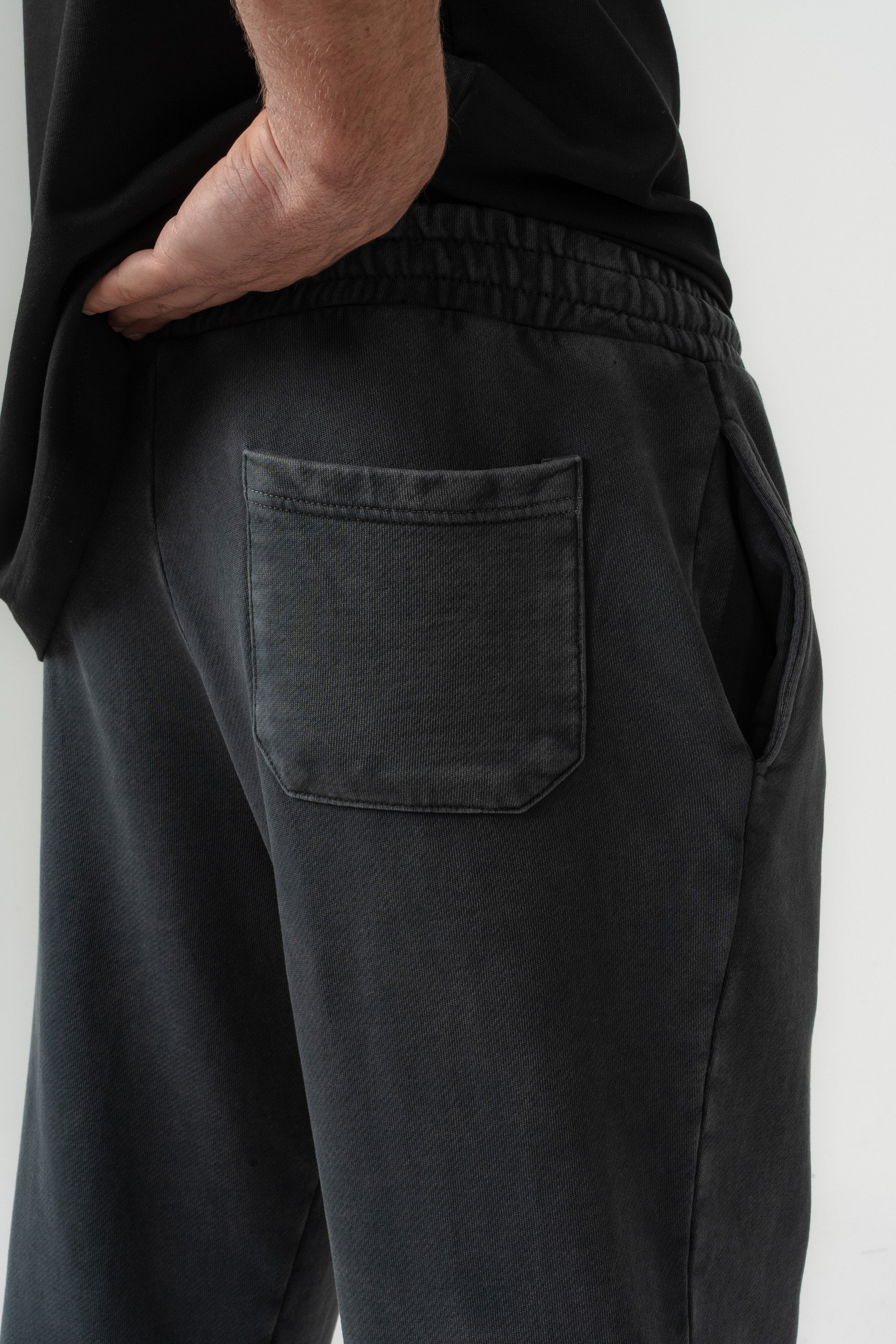 BORZ Yıkamalı Baggy Eşofman Altı - Siyah-5