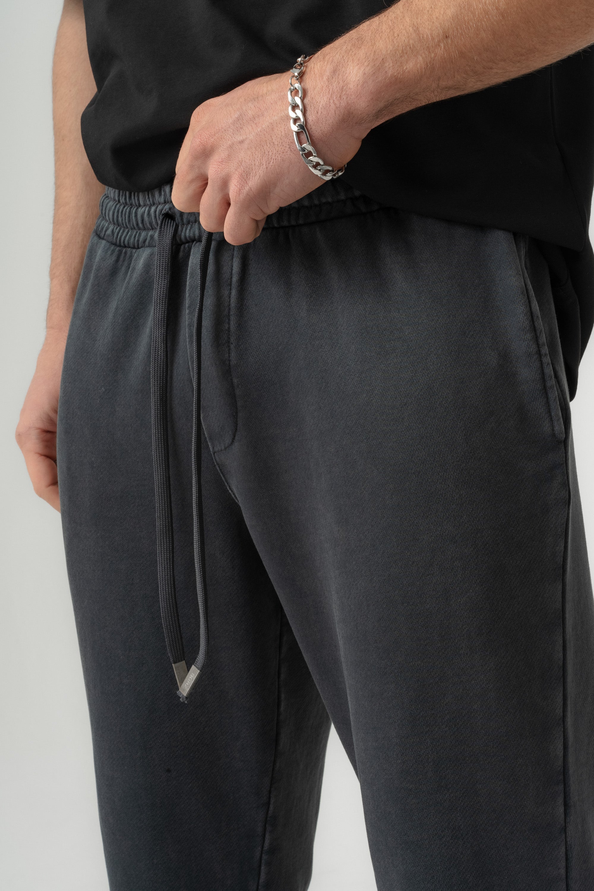 BORZ Yıkamalı Baggy Eşofman Altı - Siyah-6