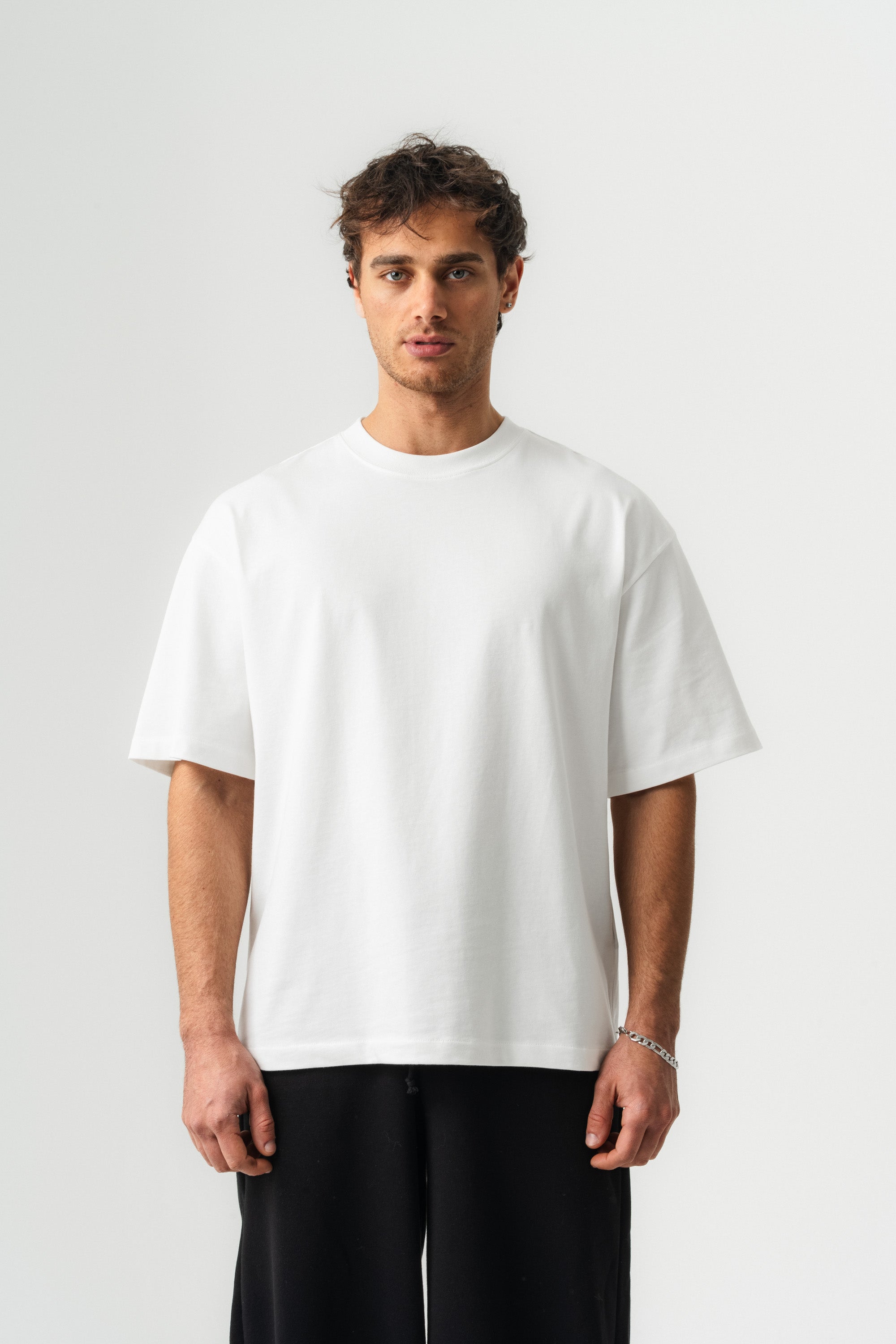 BORZ Oversize Kalıp Basic T-shirt - Beyaz